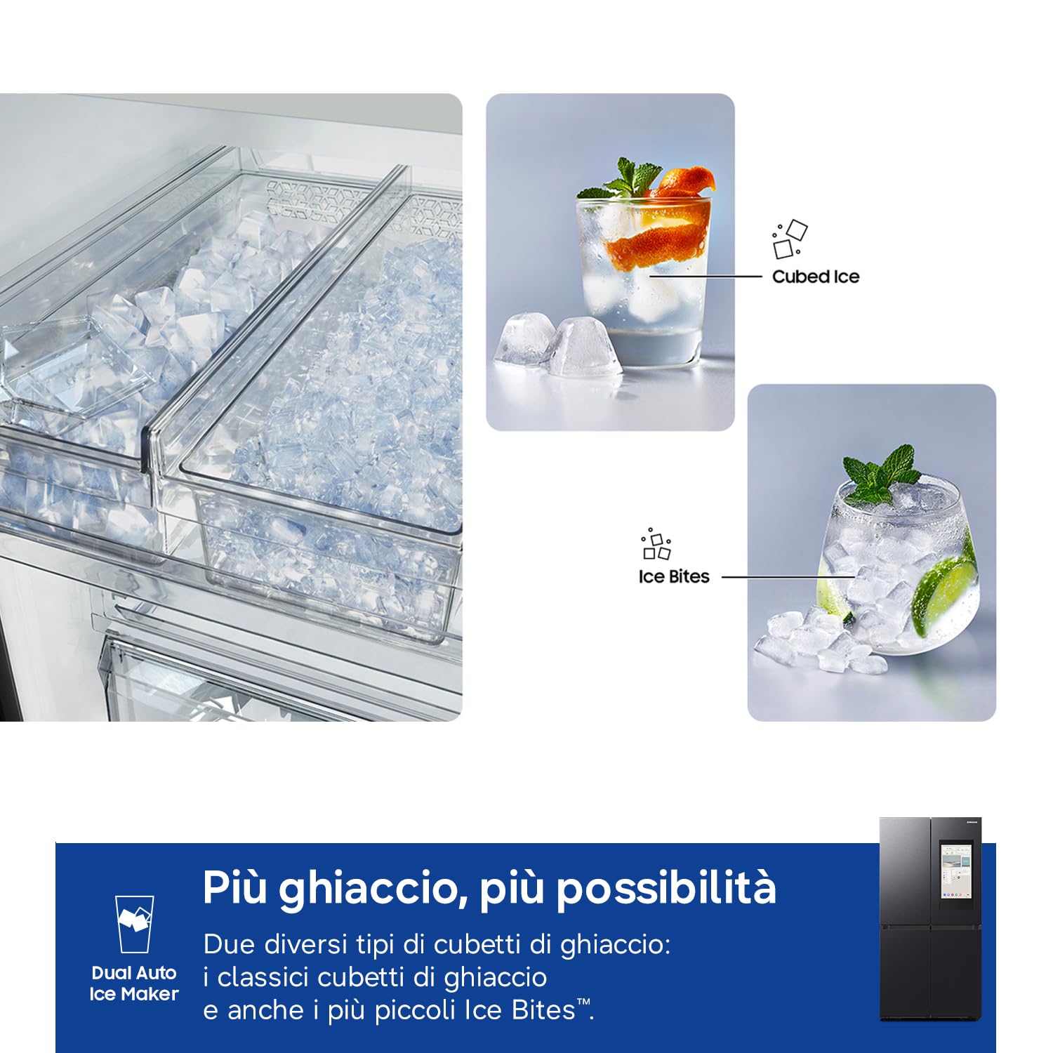 Samsung Frigorifero a 4 Porte Family Hub AI RF65DG9H0EB1/EF, Con AI Vision Inside, Wifi+AI Energy Mode, Beverage Center, Metal Back, 636 L, LxAxP: 91,2 x 183 x 72,3 cm, Antracite