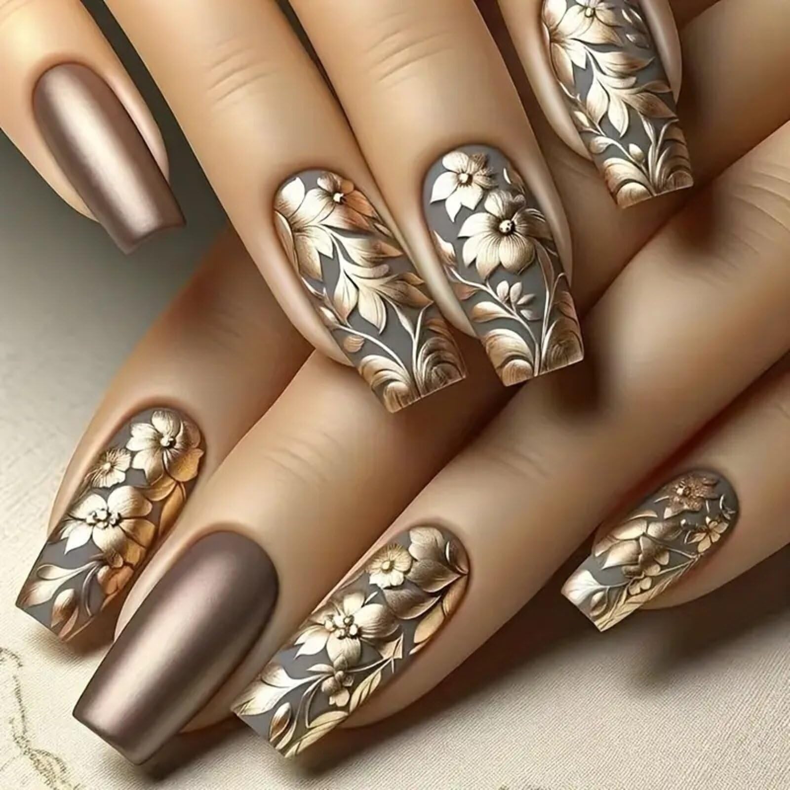 Photo 1 of MIXFOSAHN Fall Press On Nails - Medium Coffin Shape