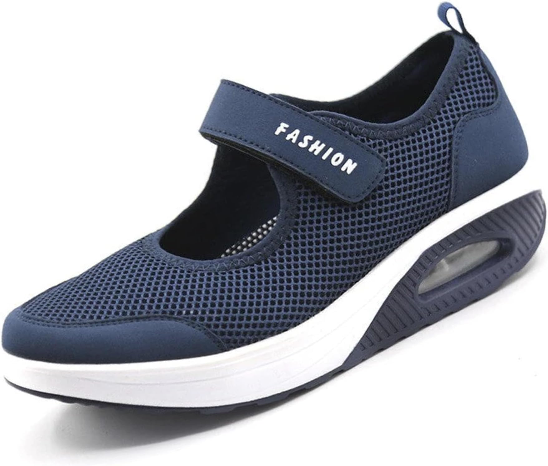 Women's Mesh Air Cushion Adjustable Nurse Shoes Comfortable Hollow Breathable Working Orthotic Wedges Mary Jane Lightweight Out Granny Non-Slip Walking Shoe