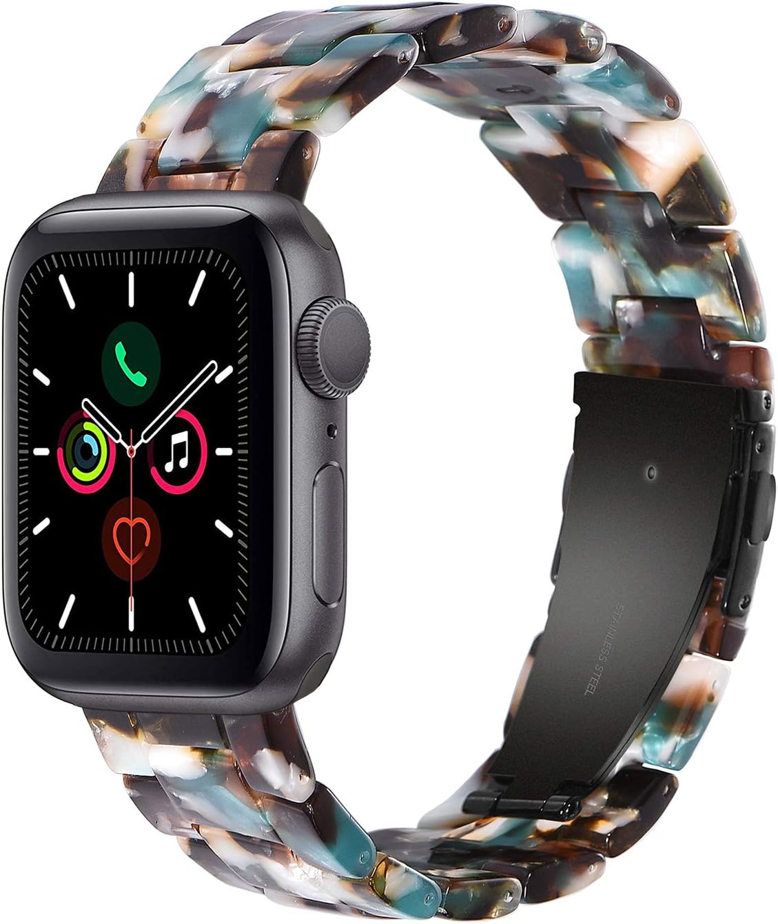 Wongeto Resin Strap Compatible with Apple Watch Band 38mm 40mm 41mm Series 6 7 5 4 3 2 1 & SE Women Men with Stainless Steel Buckle, iWatch Replacement Wristband Strap (Blue, 38mm/40mm)