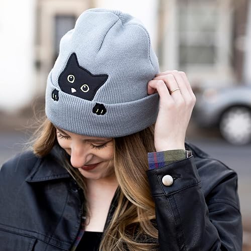 Miniatura 5 de Gorro de invierno para mujer, bonito gorro con orejas de gato para mujer, gorro de gato, regalos de gatos para amantes de los gatos, regalos para
