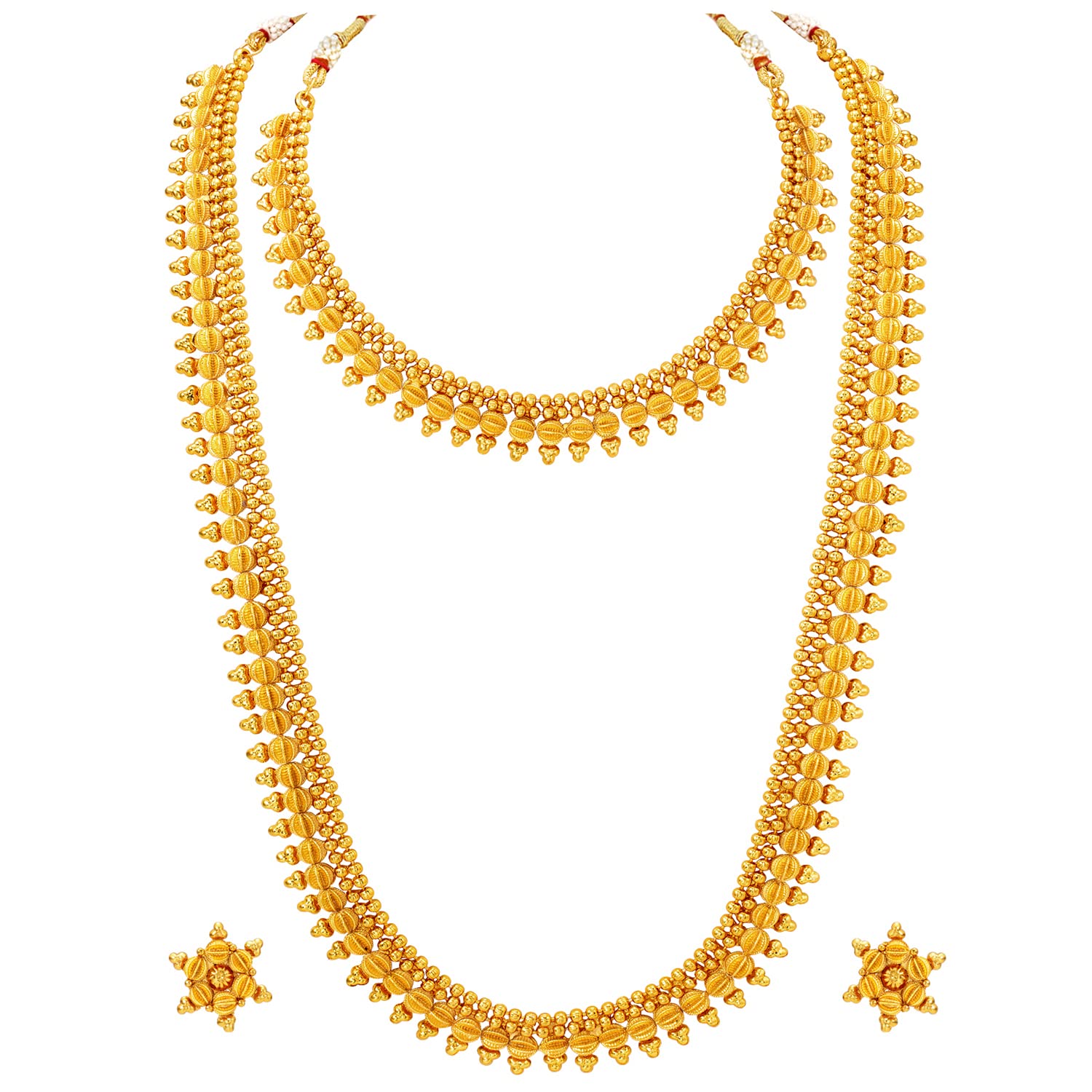 Peora Traditional Gold Plated Maharani Haar Necklace with Earrings South Indian Style Bridal Jewellery Set Gift for Women (B0BFL6KYYD) Amazon Price History, Amazon Price Tracker
