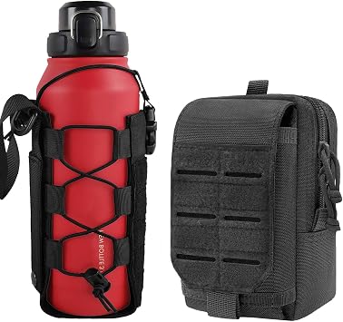 WICKTICK Molle Water Bottle Holder Pouch and Tactical EDC Pouch Black