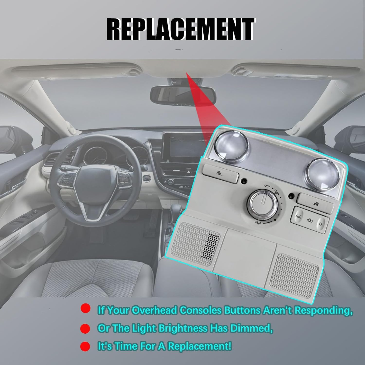 Overhead Consoles Map Reading Light Lamp, Fit For VW Passat​ B7L 2011-2015, OE:3AD947105, Overhead Consoles With Dome Light Assembly, Interior Cab Lights Storage Assembly-gray-With light