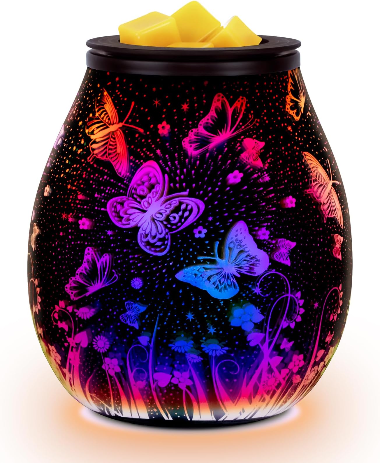 Bobolyn Glass Electric Oil Burner Wax Melts Burner Fragrance Scented Wax Candle Warmer Aroma Essential Oils Burner Melter for Home Office Bedroom Living Room Gifts - Butterfly