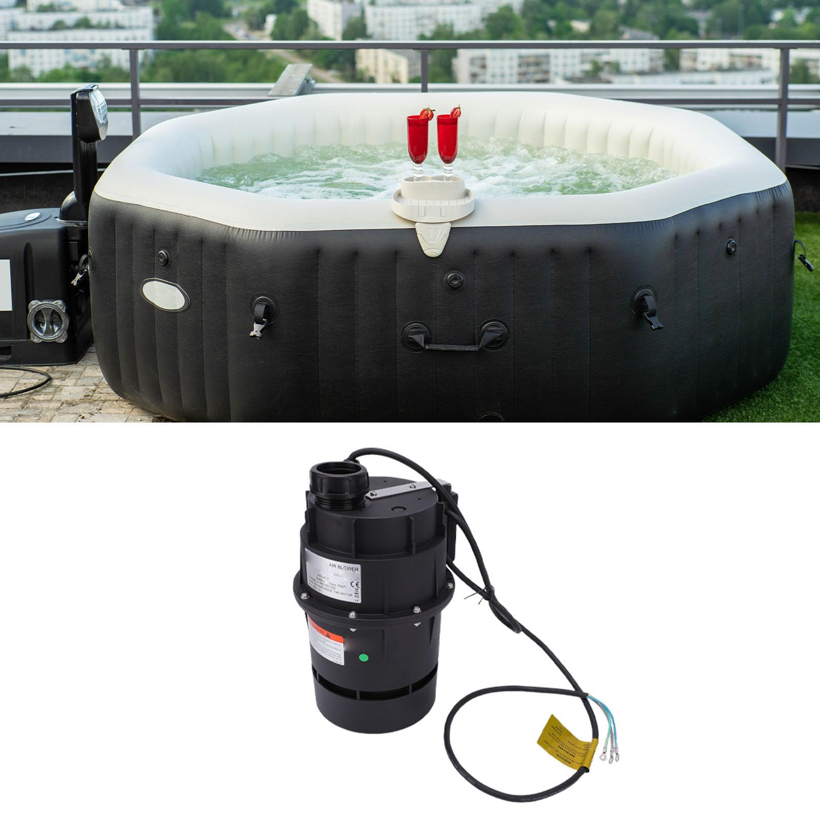 Fdit Bomba de Circulación de SPA, Bomba de Circulación de Agua para Bañera de Hidromasaje con Protector de Sobrecarga de Fusible Interno para Instalación Integrada o Externa (400W)
