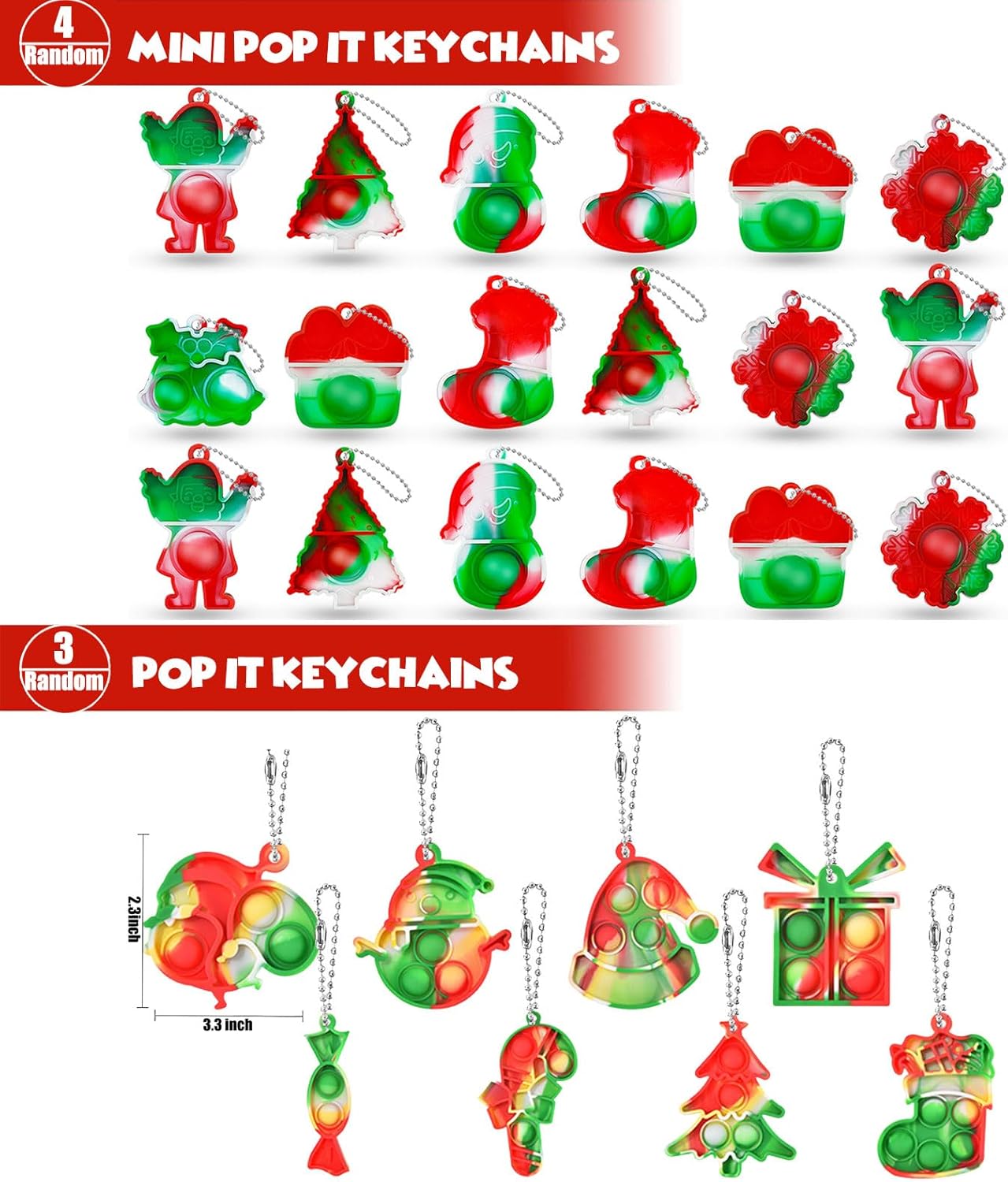 MSOOIIO 100PCS Premium Christmas Party Favors for Kids 3-10,Assortment Toys Bulk Stocking Stuffers, Pinata Stuffers with Fidget Toys & Pop Its, Carnival Prizes Goodie Bag Fillers Toys