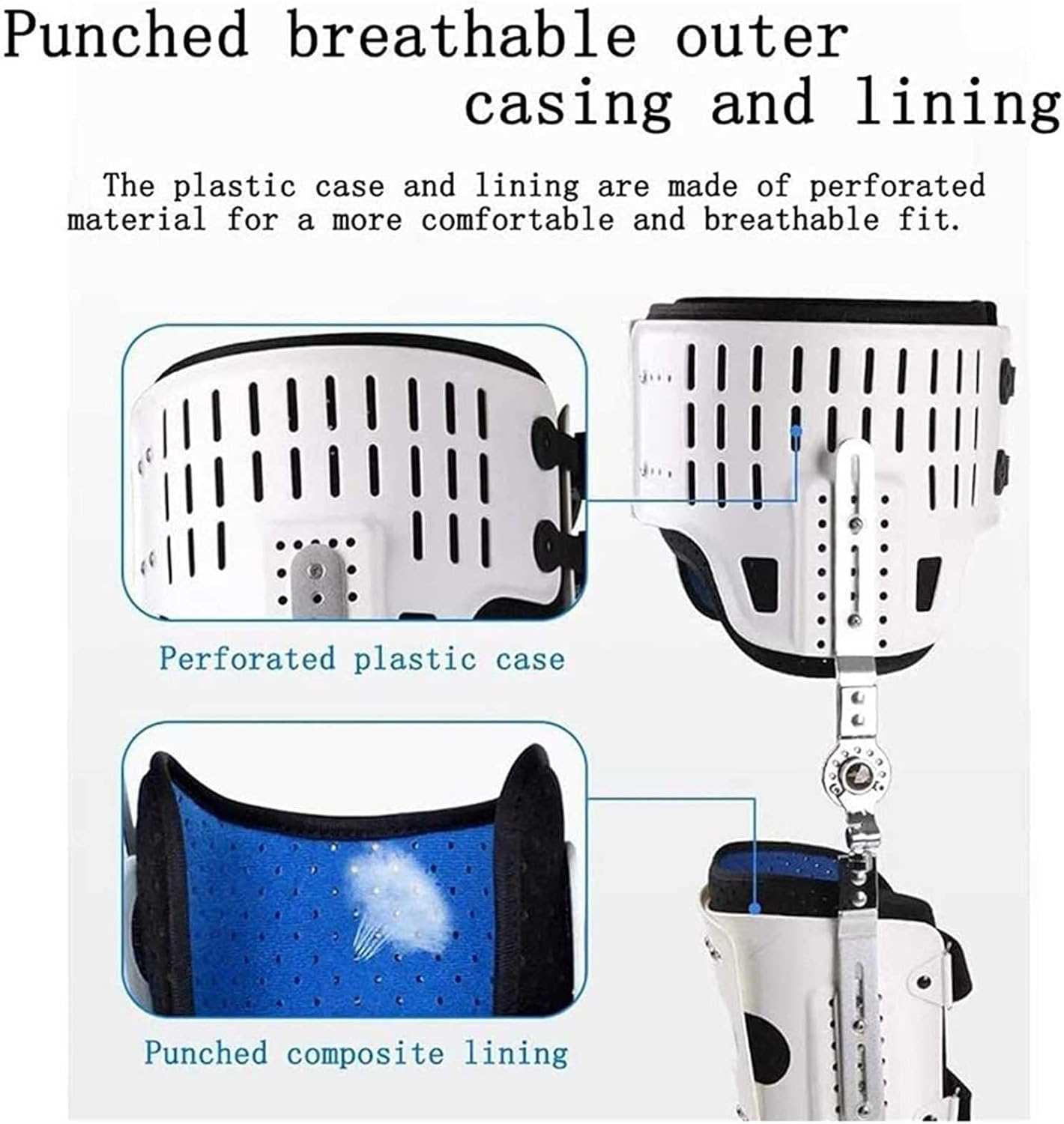 Foot Fixation Orthosis Reusable， Hinged Hip Knee Ankle Foot Brace Support for Thigh Leg Fracture Foot and Orthotics of Lower Limbs Knee Ankle，L/Large