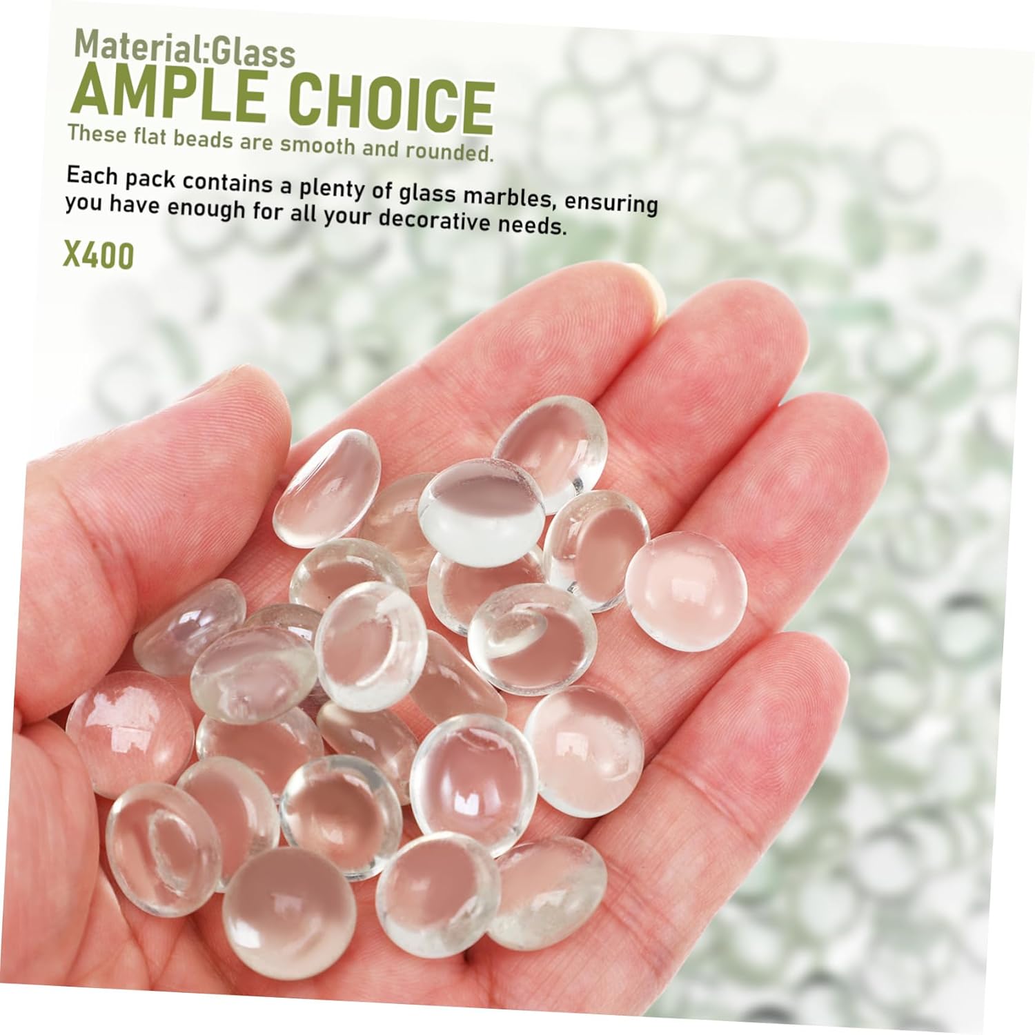 400pcs Glass Flat Beads for Decorating Vases Aquariums and Craft Displays