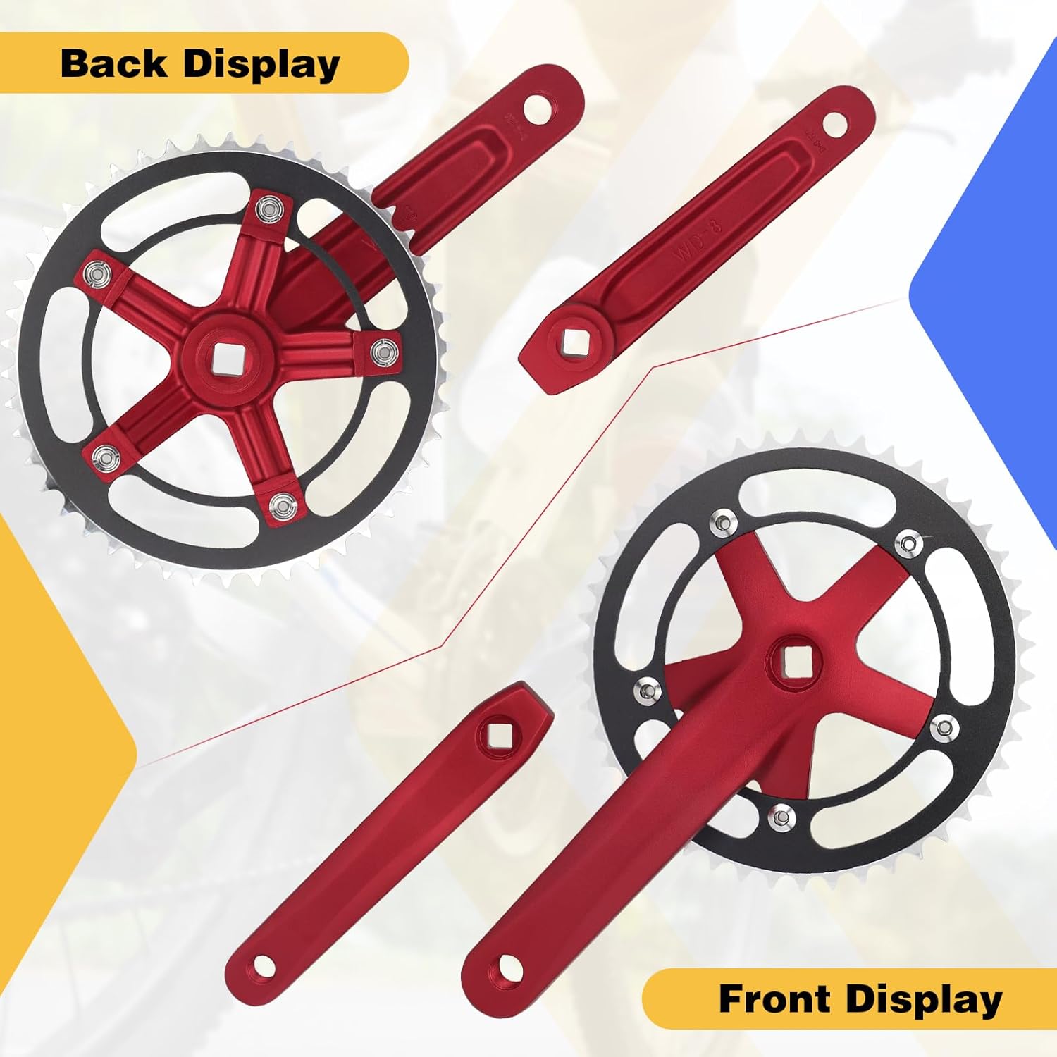 ZUKKA Bicycle Crankset 46T Single Speed 170mm Crank Arms Square Taper 115 BCD Crankset for Mountain Road Bike Folding Bike Square Transmission