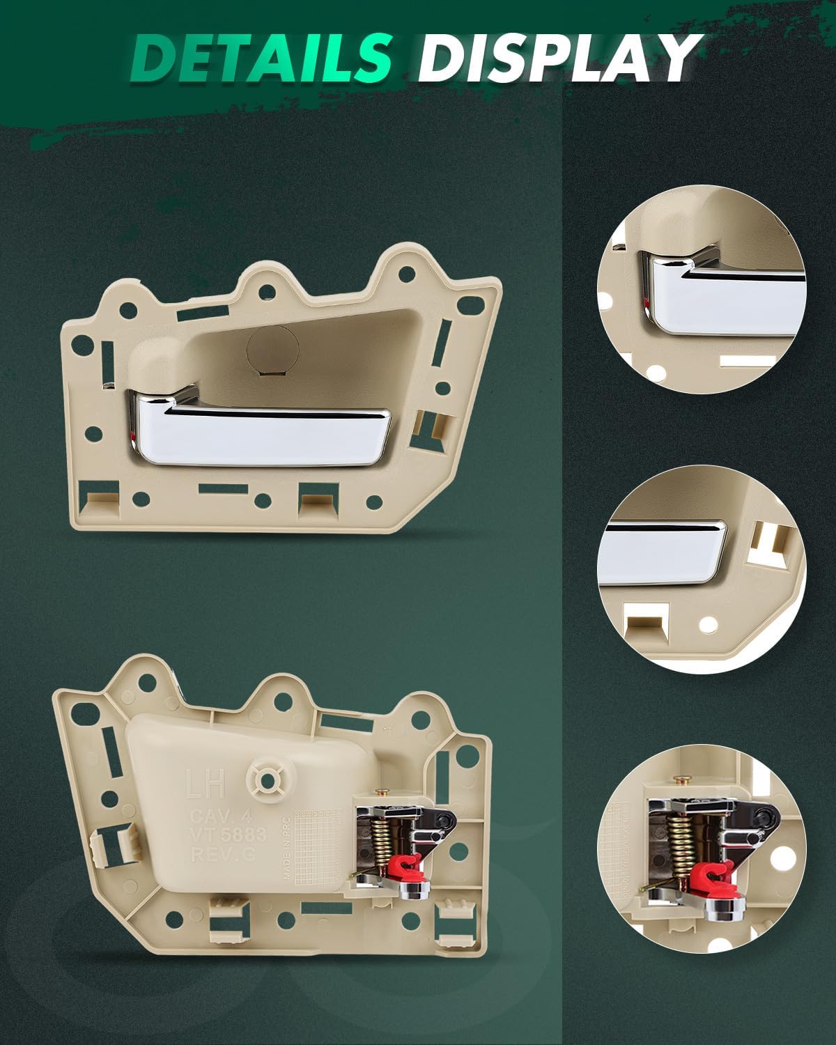 SCITOO Door Handles Interior Left Right Side Replacement fit for 2005-2011 for Jeep for Grand for Cherokee Beige(4pcs) -No accessories