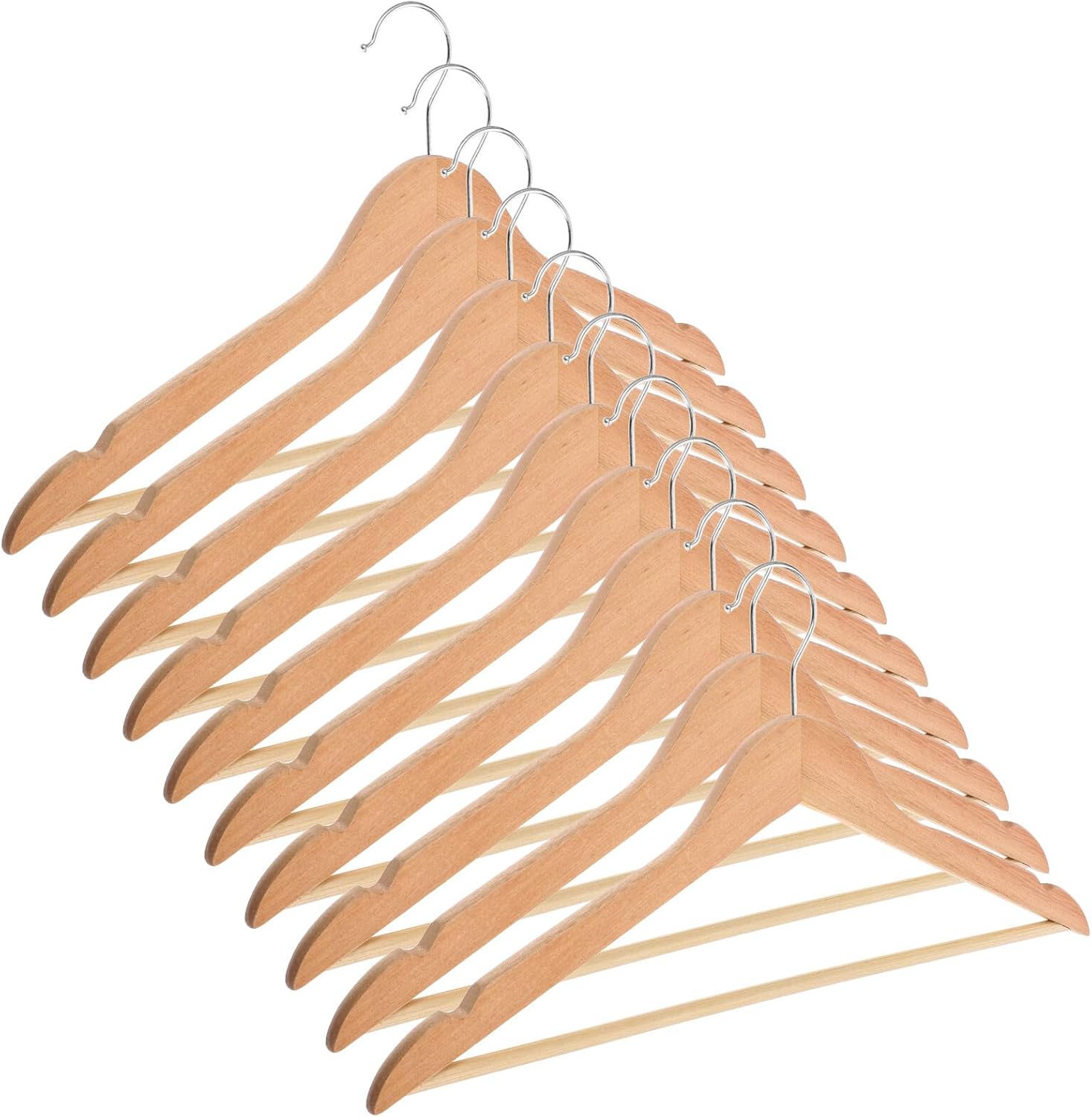 BESPORTBLE 10pcs Wooden Suit Hangers Wide Shoulder Non-Slip Smooth Surface Sturdy Coat Hangers for Closet Clothes Drying Rack Household Organization