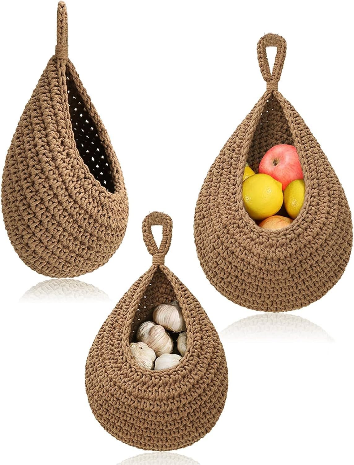 Hanging Fruit Basket Set 3pcs, Hanging Storage Baskets