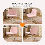 VINGLI Criss Cross Chaise Legged,Table de bureau Wide Comfy,Tâche d'utilisation double avec/sans roues,Travailleuse sans bras pivotante Vanity Boucle chaise pour l'étude,Make Up,Bureau à domicile,Teddy Fleece,Pink