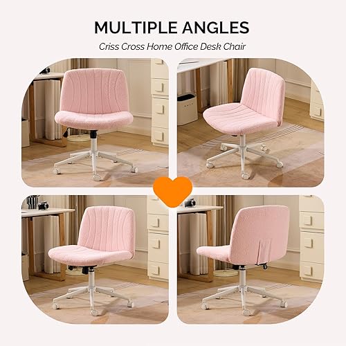 Miniatura 8 de VINGLI Silla con patas cruzadas, silla de escritorio de oficina ancha y cómoda, de doble uso con o sin ruedas, silla de trabajo para computadora,