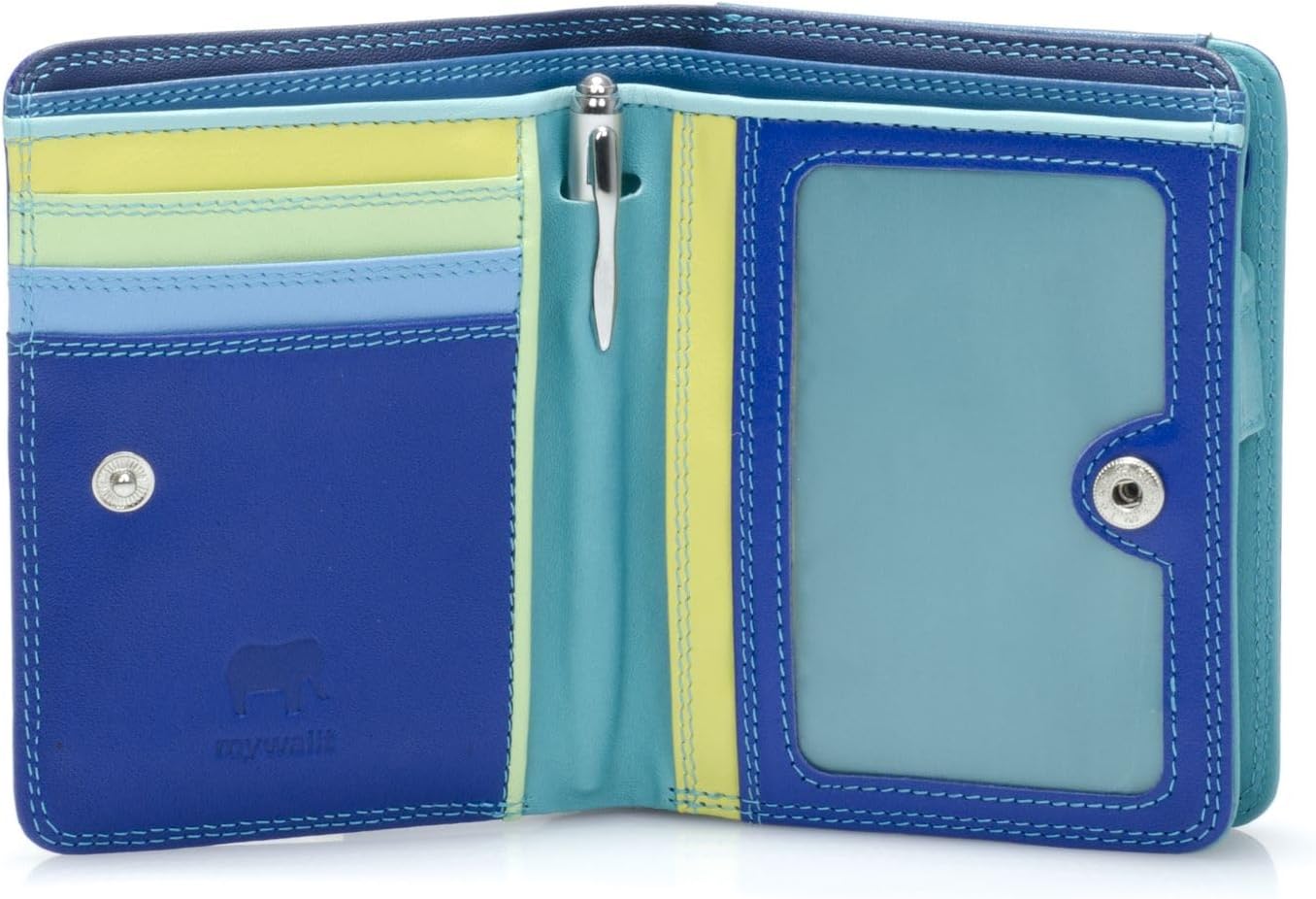 mywalit Medium Leather Zip Wallet | 3 Card Slots | ID Window & Note Section | Coin Pockets & Pen | Seascape | Stylish & Compact Accessory for Men & Women | Perfect for Everyday Use