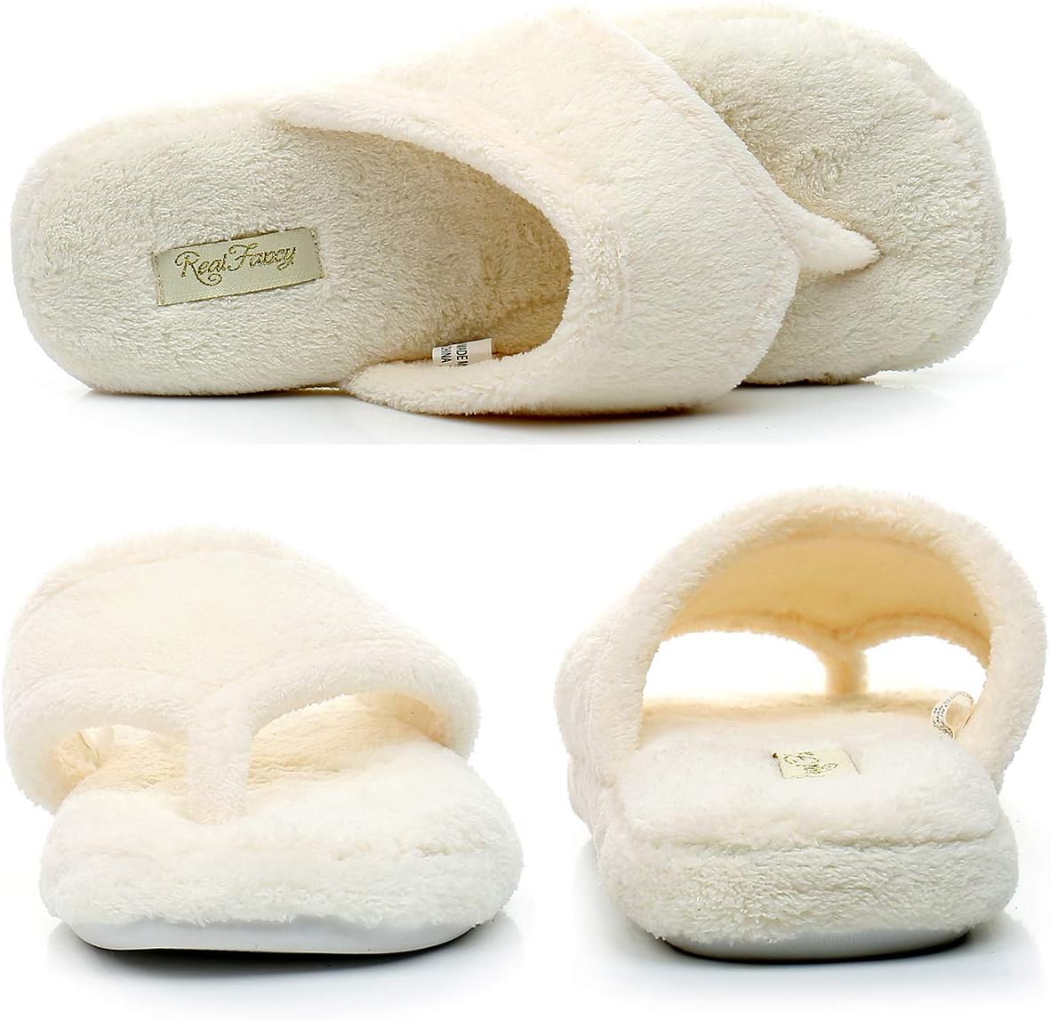 Women's Glitter Moccasin Slipper Faux Fur Lined Winter Slip On Loafer House Shoes 11 Cream 3 image 4 of 5 B091P3VYVS