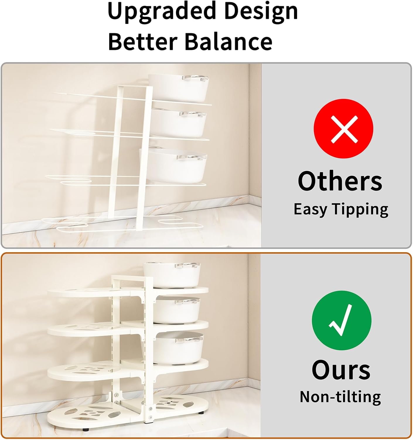 Adjustable Heavy Duty Pots and Pans Organizer Under Cabinet, 8-Tier Pot