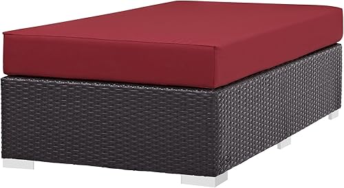 Vista 49 de Modway EEI-1911-EXP-ORA Convene - Muebles otomanos cuadrados de tela para patio, muebles de exterior, color naranja espresso Espresso Naranja