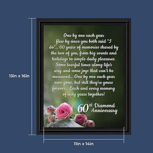 Miniatura 10 de 6782B - Regalos de aniversario 60 de diamante, regalos de aniversario para abuelos, tarjeta de 60 aniversario para padres, marco de fotos para