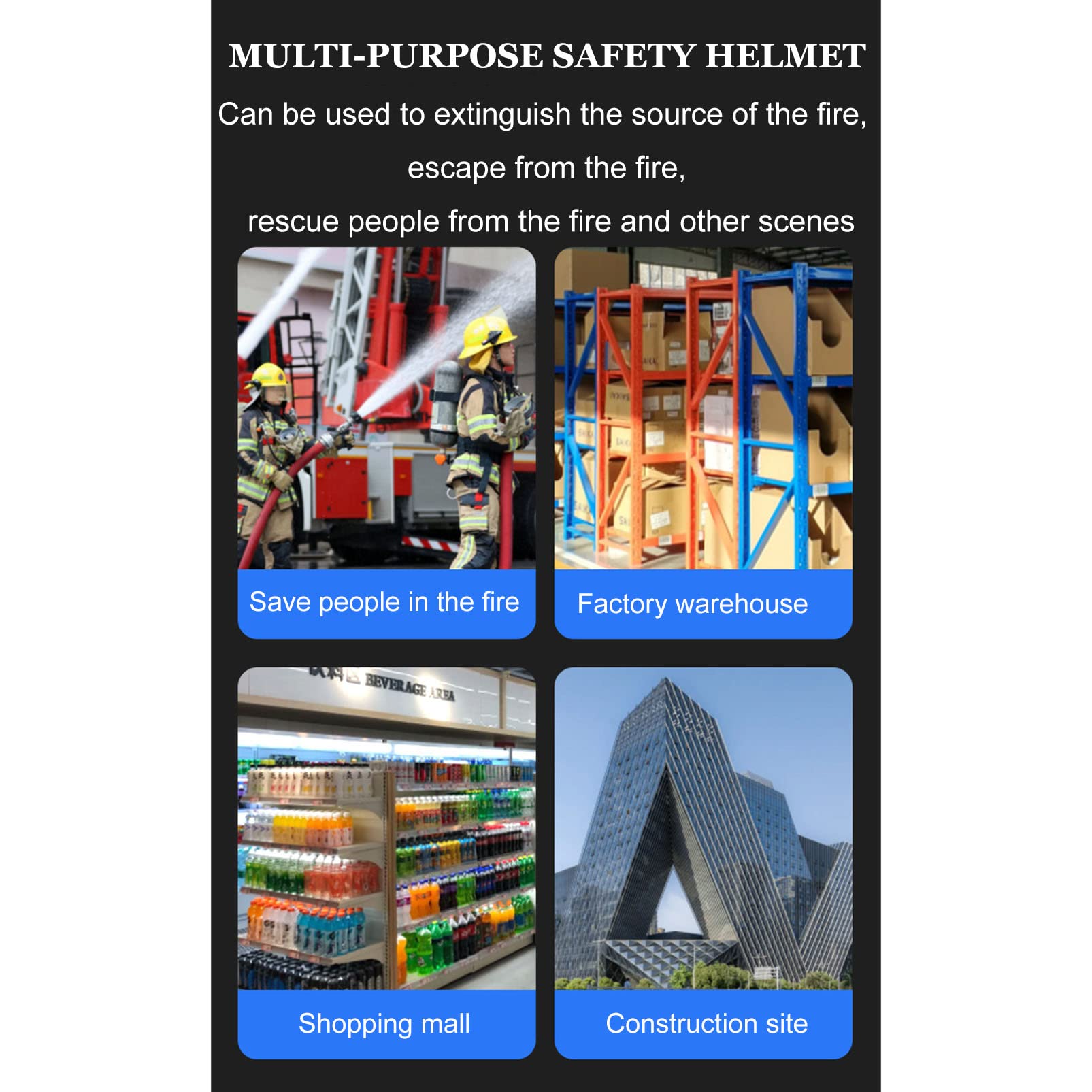 Casco de Rescate para Exteriores, Casco de Rescate para Terremotos, Kit de Protección de Emergencia con Gafas y Faro, Casco de Protección para Bomberos Anti-Impacto de Rescate