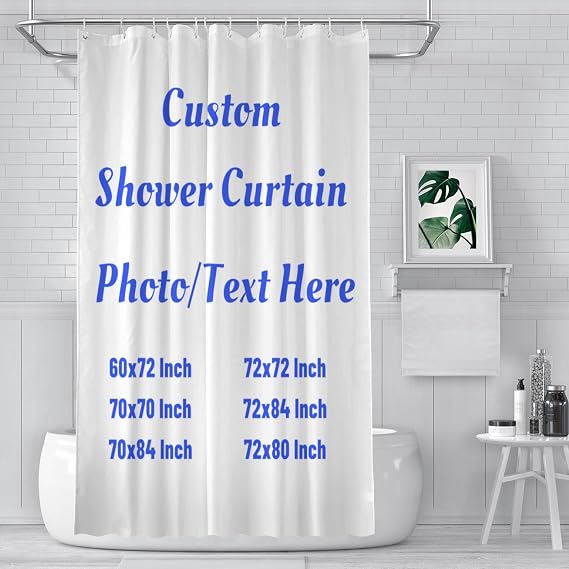 Custom Shower Curtain with Your Photo/Text Funny Shower Curtains for Bathroom with Hooks Waterproof Shower Curtain Sets