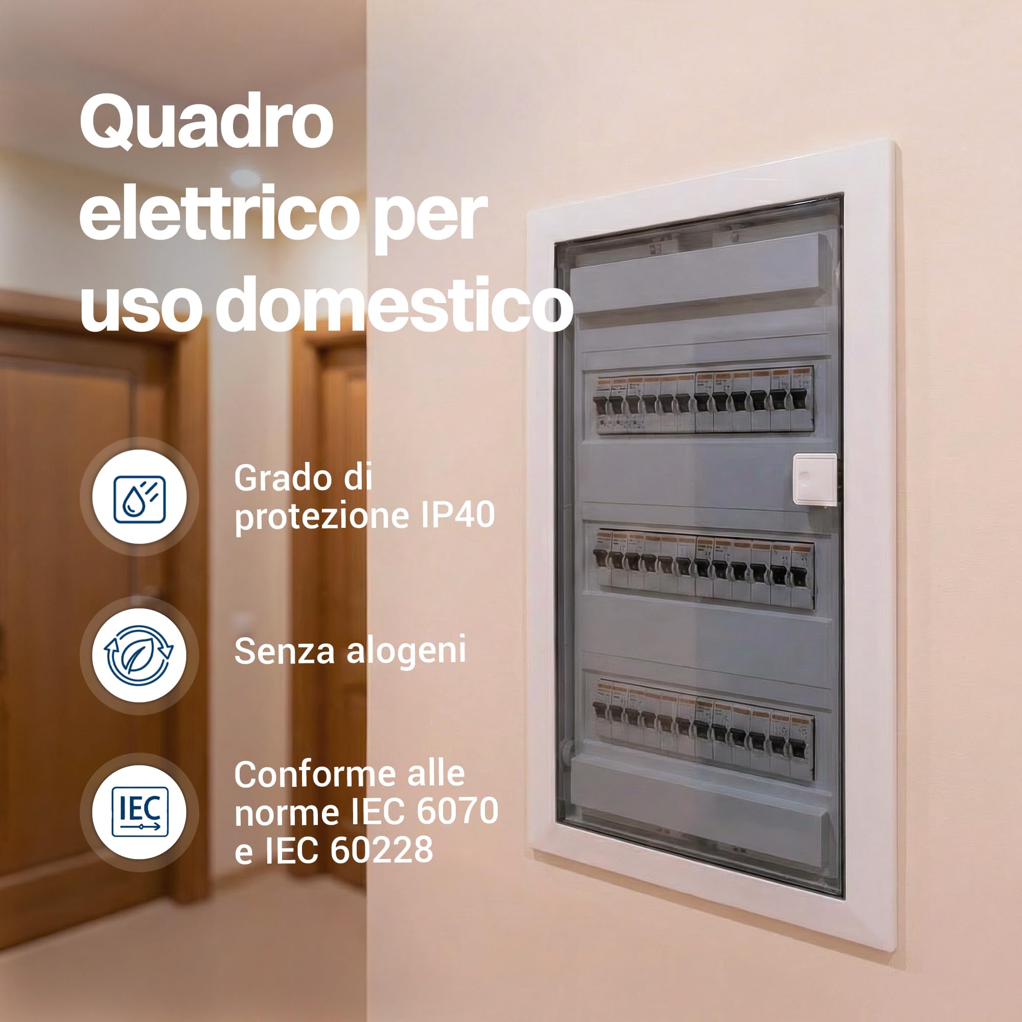 Intratec Centralino da Incasso 3 Fila – Quadro di Distribuzione IP40 per 36 Moduli con Porta Trasparente e Guida DIN per Installazioni Elettriche Casa e Ufficio – 592 x 347 x 92mm