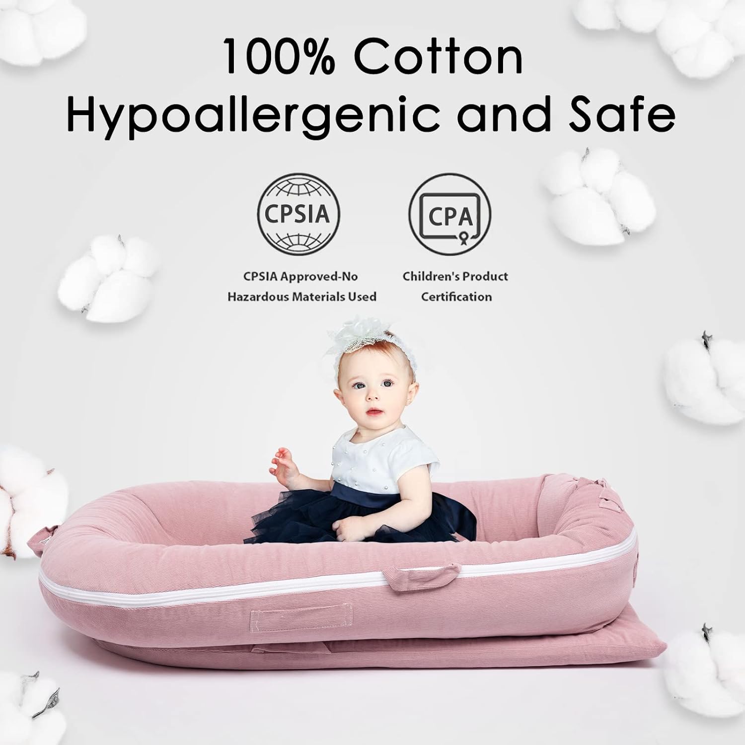 Waterproof Corduroy Lounger Cover for Dockatot Deluxe+ Docks | MEXXI Breathable Cotton Baby Lounger Extra Cover | Hypoallergenic Baby Nest Replacement Cover (Cover Only) (Flamingo)