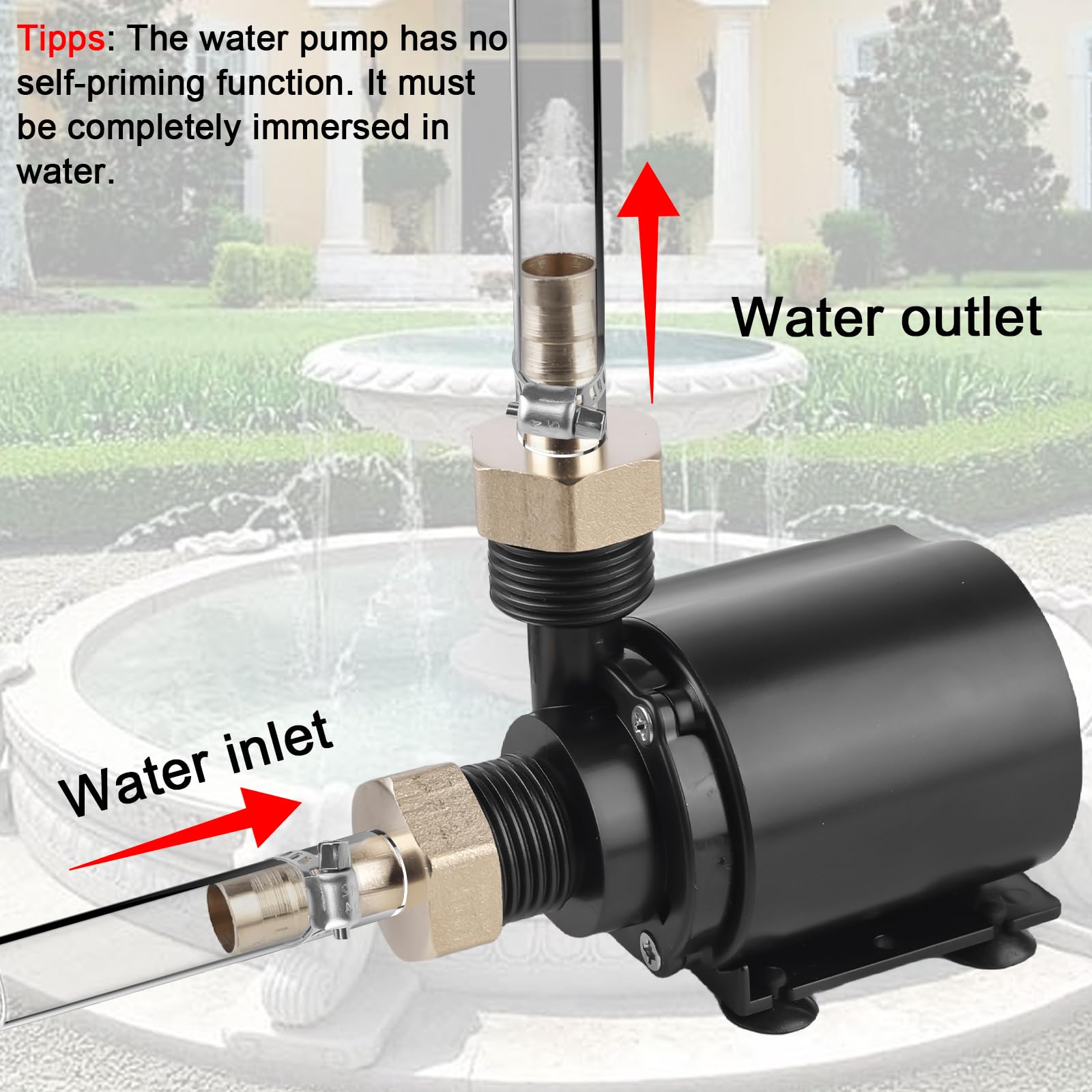 Pompa dell'acqua DC 12 V, 800 l/h 5 m, 15 W, senza brushless, mini pompa per acquario con regolazione della velocità, pompa anfibi, pompa per laghetto, acquario, sistema di circolazione dell'acqua