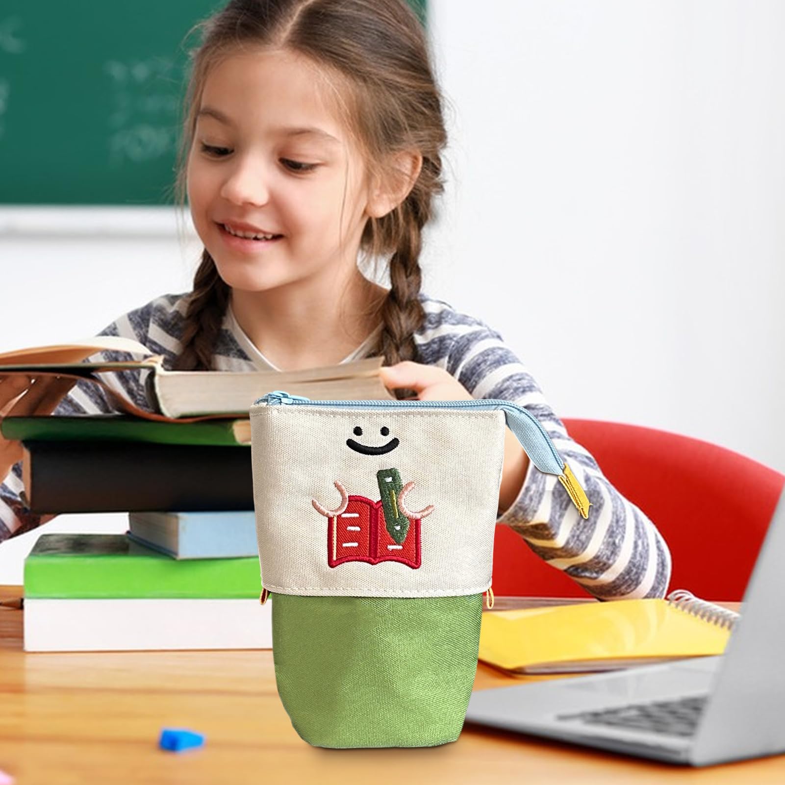 Ausziehbares Federmäppchen Teleskopisches Schreibwarenset | Faltbare Buchdesign Reißverschluss Stiftetasche Für Kinder, Für Die Schule, Für Zuhause, Für Reisen Und Für Das