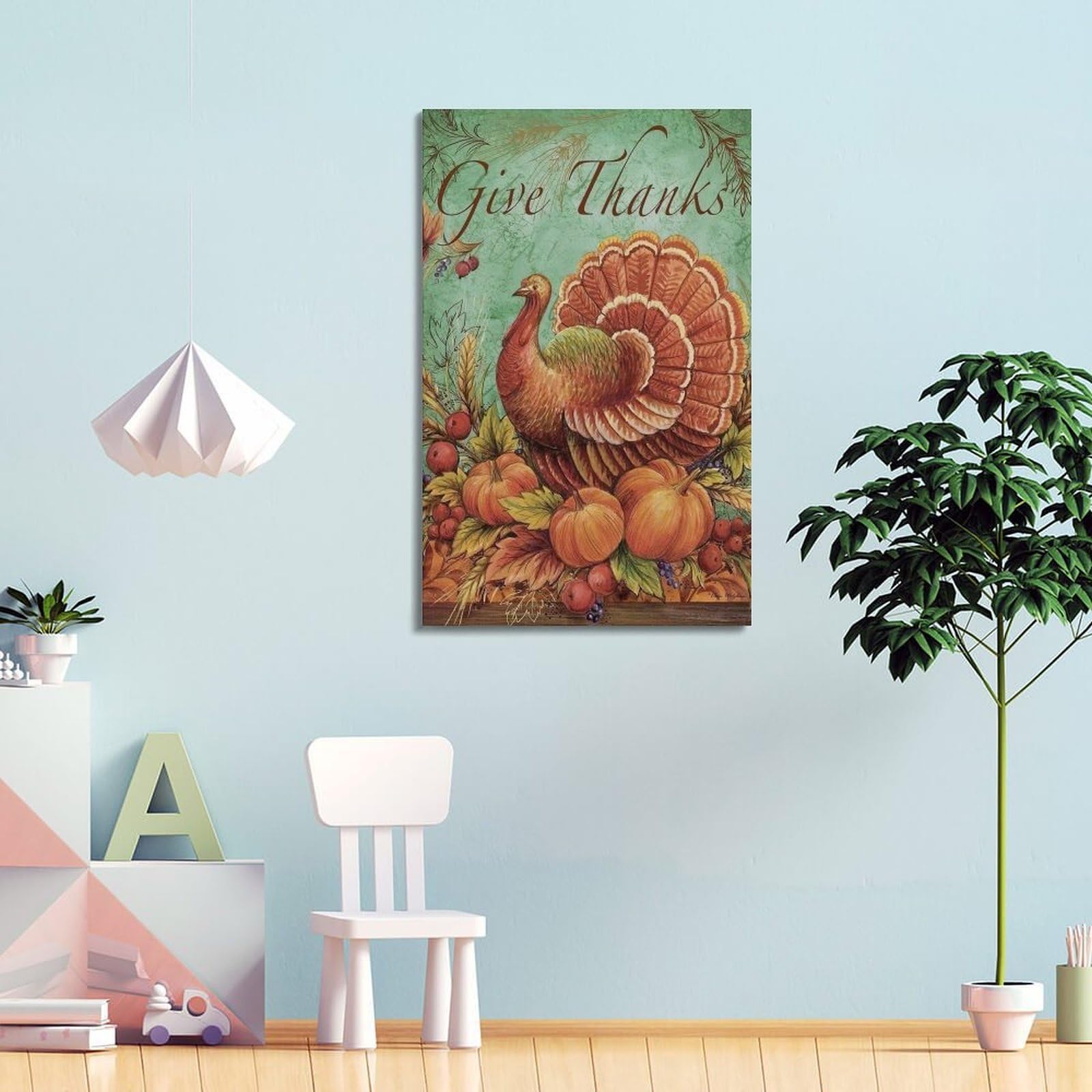 CWLLOG Stampa artistica da parete su tela, poster per festival del Ringraziamento, festa del Ringraziamento, festa della Turchia, decorazione moderna per soggiorno e camera da letto, 60 x 90 cm