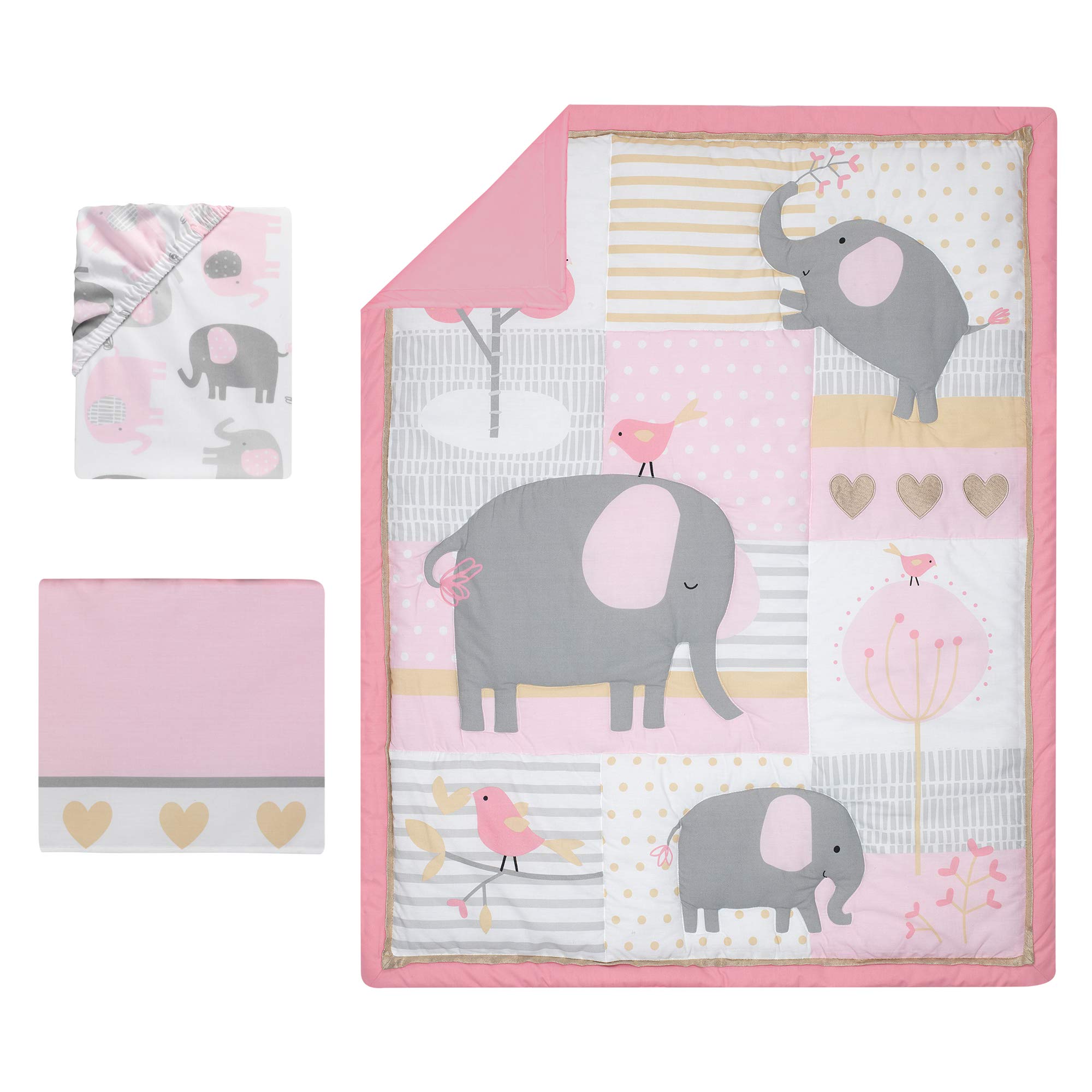 Bedtime Originals Eloise - Juego de sábanas para Cuna (3 Piezas), Color Rosa