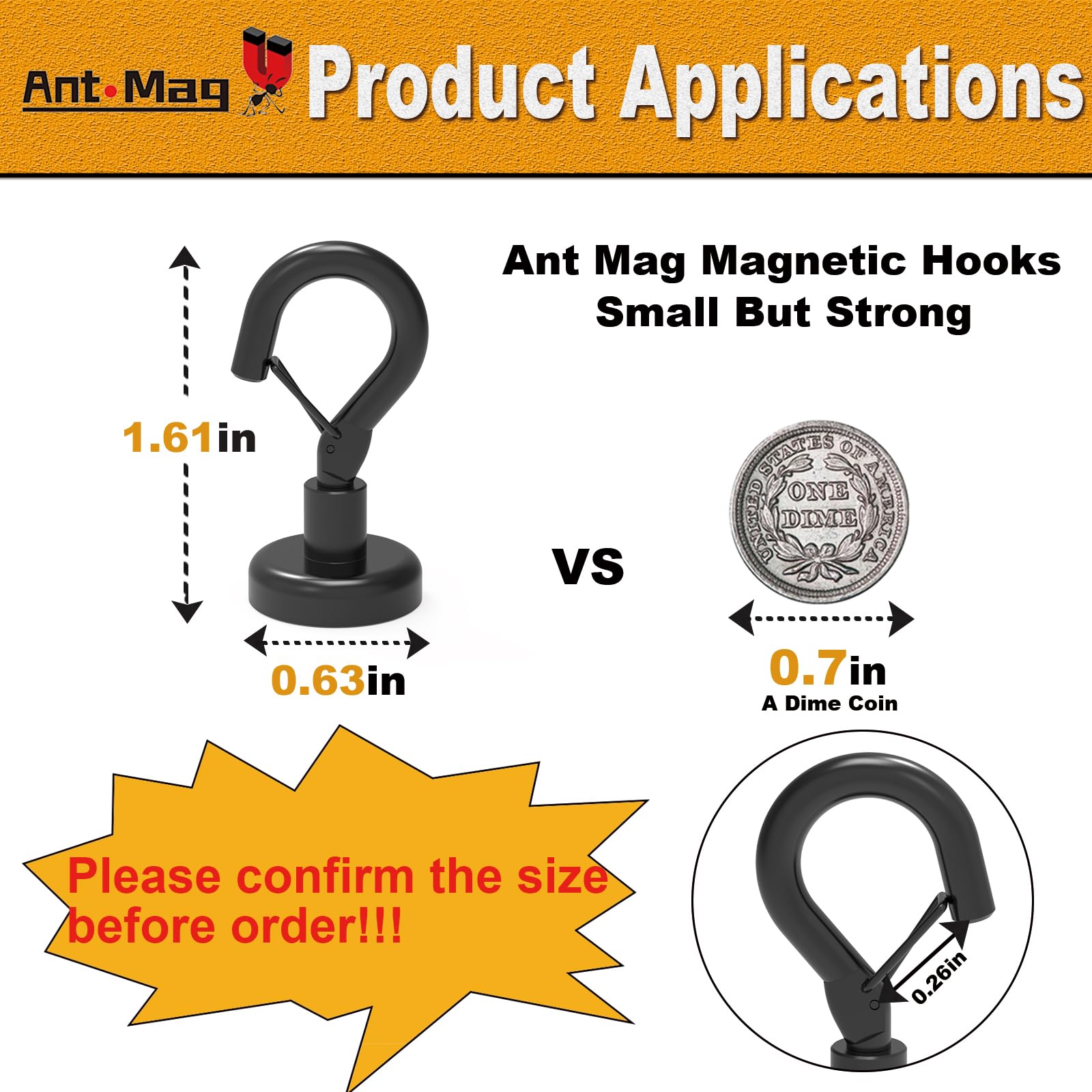 Ant Mag Magnetic Hooks Heavy Duty 22LBS Strong Magnet Snap Hooks 8 Pack — Amazon image 2