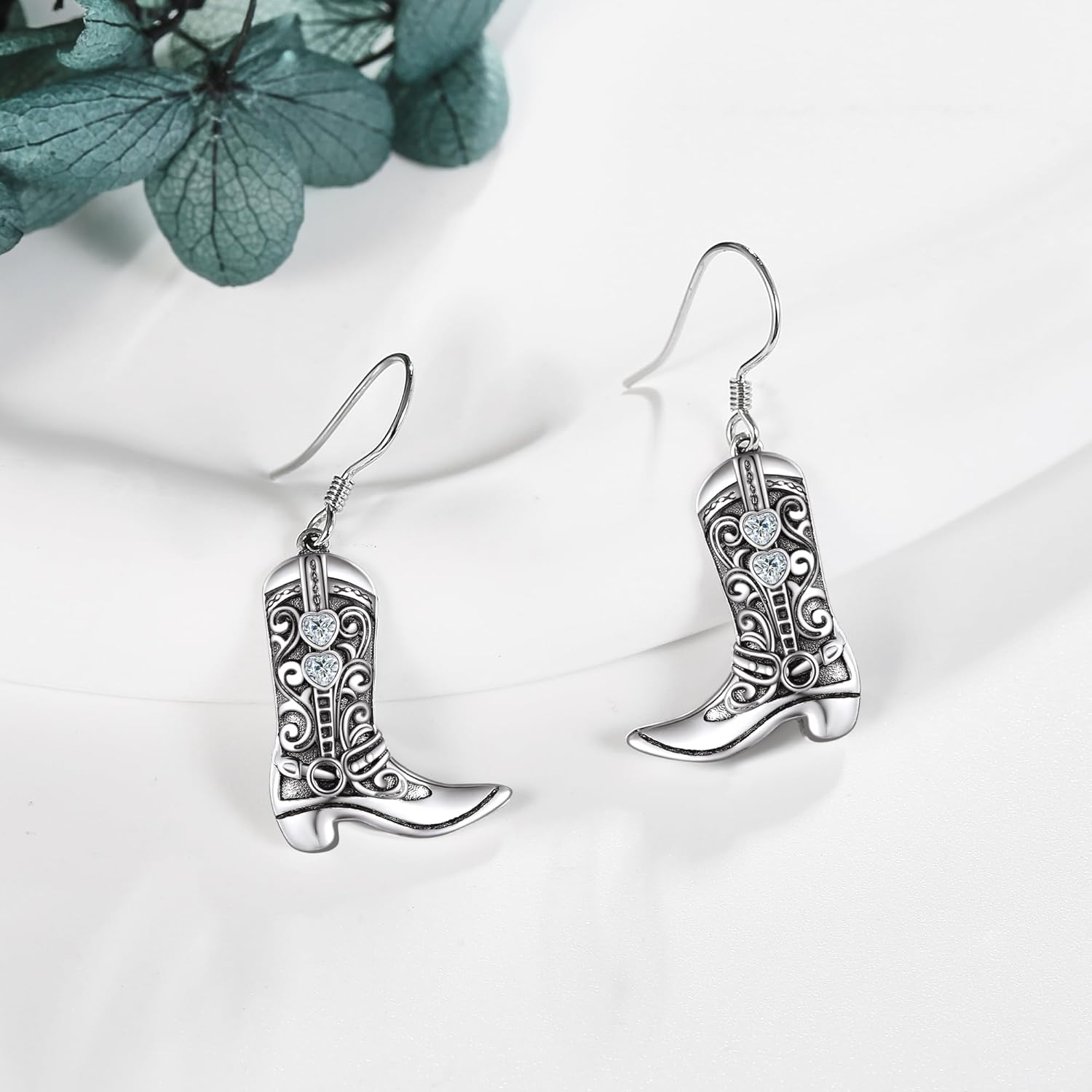 Cowgirl Boot/Guitar/Leaf/Starfish/Daisy/Moon Star Dangle Earring 925 Sterling Silver Western/Flower/Gemstone Jewelry Birthday Gifts for Women - Image 4