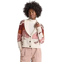 Pendleton Womens Western Scenic Cardigan - 100% Cotton Knit Sweater Jacket, Ribbed Collar, Washable - Brick/Rose Multi