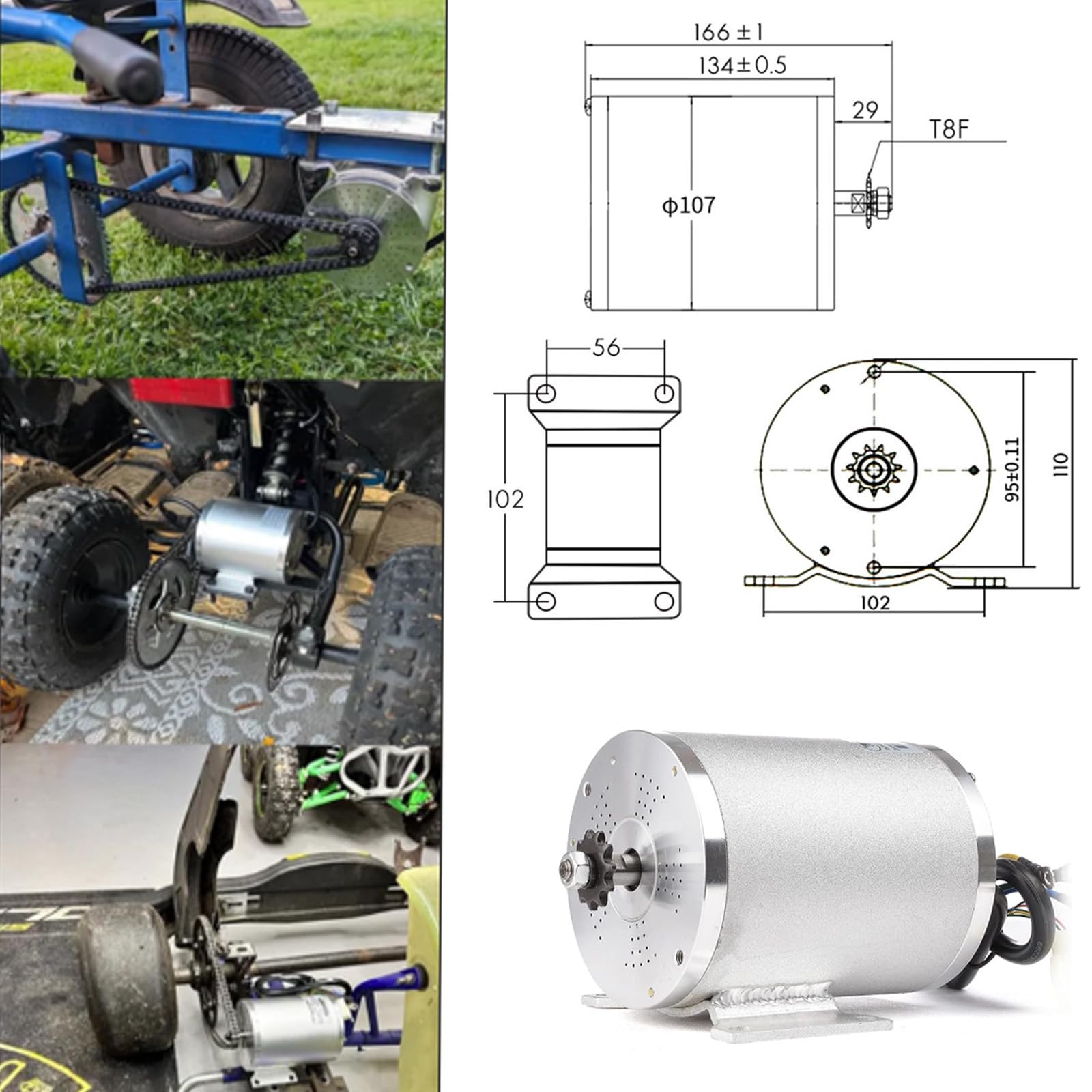 Elektromotor 3000W Bausatz 72V Motor Hohe Leistung Go Kart Elektro Motor | 5.4N.M Scooter Motor, 6700RPM Brushless DC Motor Kit, Elektromotor für Gokart, DirtBike ATV Motorcycle, Elektromotor Bausatz