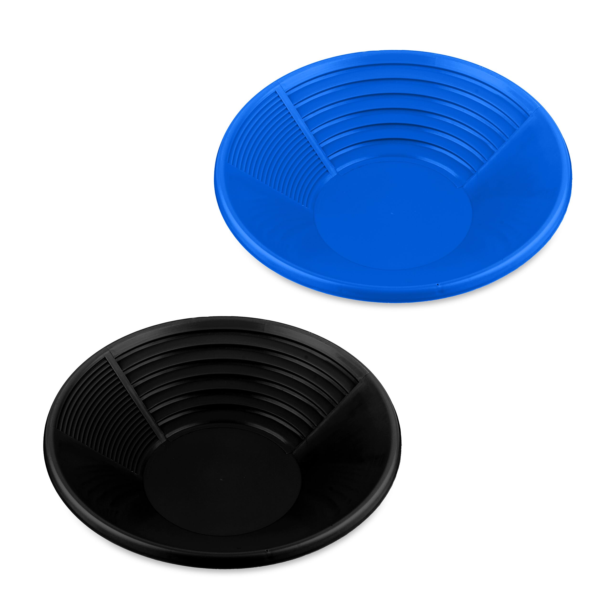 Relaxdays Set 2 Setacci per Oro, Kit Metal Detector Cerca Metallo, Batea Fiume, Gold Pan 8 x 38 cm, Plastica, Nero Blu