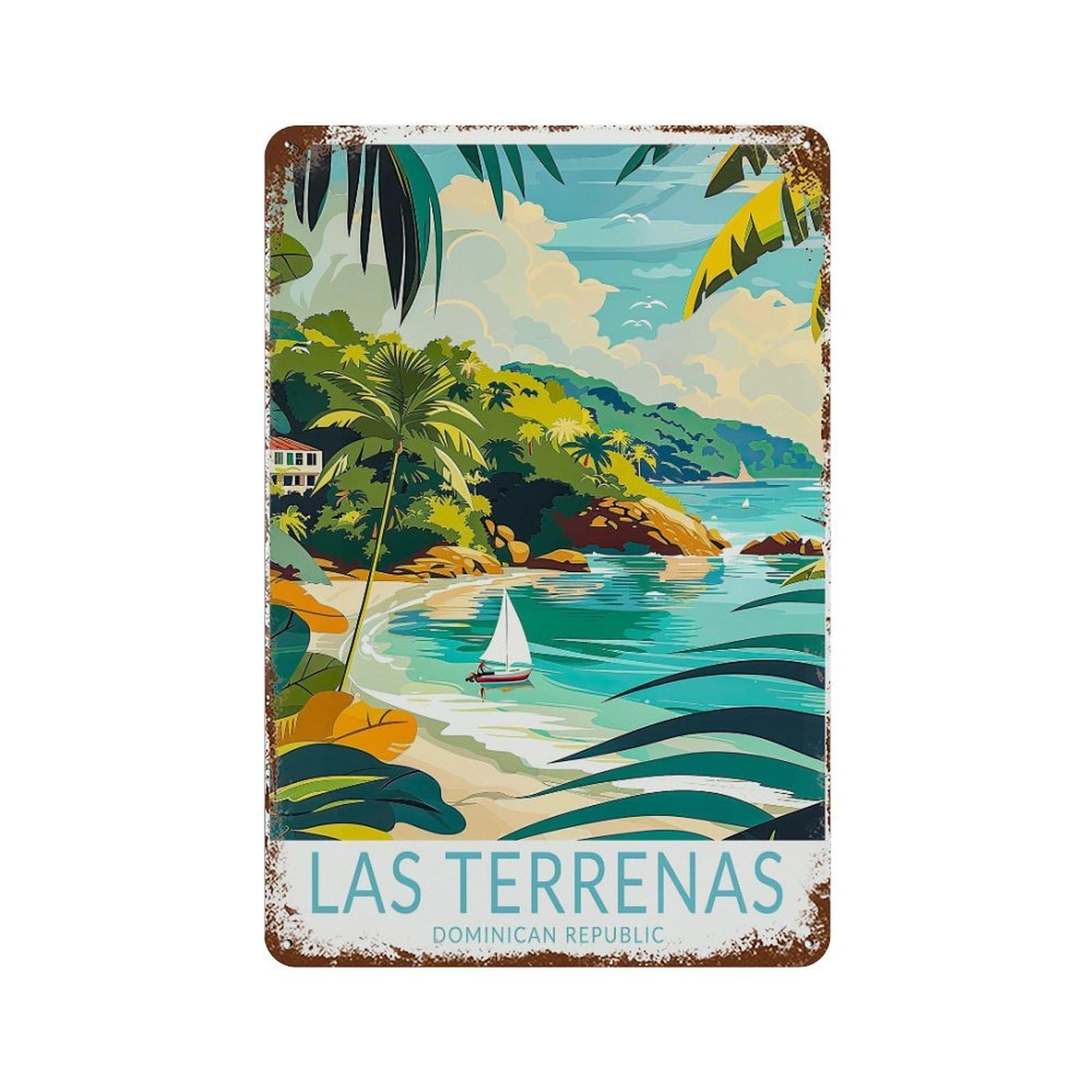 xiaoxiaoshen Las Terrenas Dominican Republic Island Coast Travel Honeymoon Present Wall Decor Art Metal Tin Poster Modern Home Decor Art Home Bar Shop Decorations Vintage Sign 30x20cm