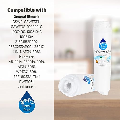 Miniatura 8 de Paquete de 2 filtros de agua de repuesto GSWF para refrigerador GE, General Electric, Kenmore, compatible con GE GSWF, Kenmore 9914, GE PDS20MCRAWW,