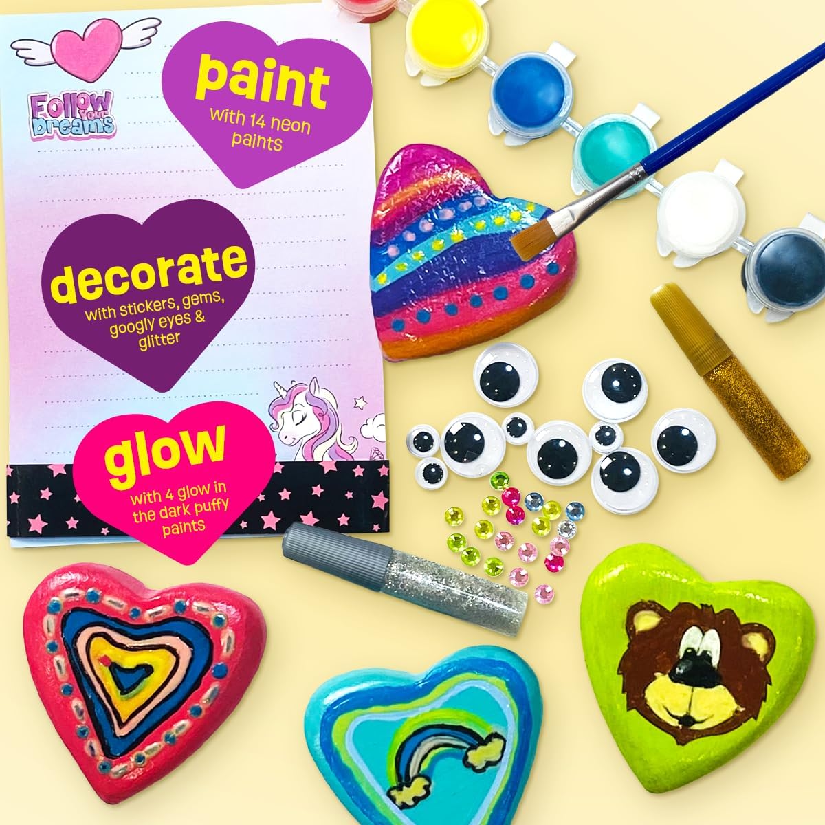 Hearts Rock Painting Kit Kids Girls
