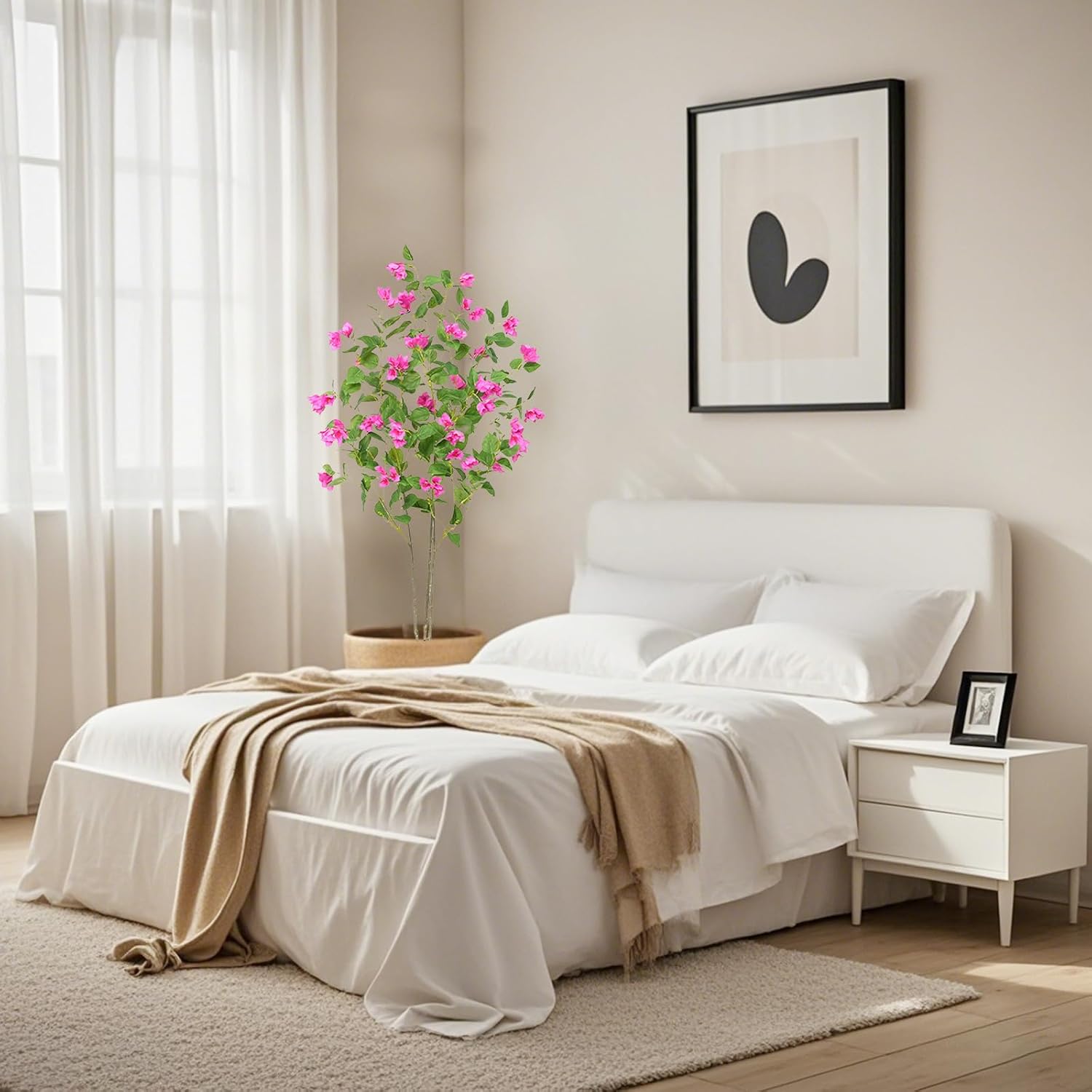 Garveehome 5 ft Artificial Bougainvillea Tree, Simulation Flower with Real Touch Leaves Fake Potted Green Plant for Photography Studio Atmosphere Decor for Office Home Decor Housewarming Gift