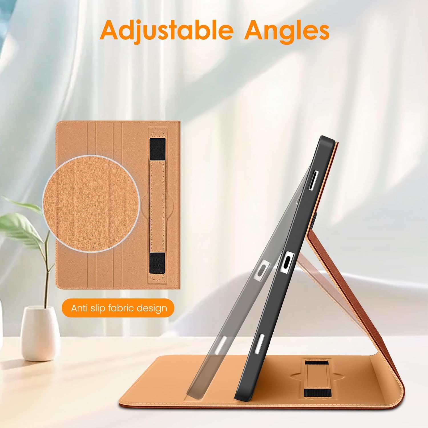 DTTO Leather Case for Samsung Galaxy Tab S10 Lite / S10 FE / S9 FE, Brown | 10.9-Inch Folio Stand Cover with S Pen Holder, Hand Strap & Pocket, Multi-Angle Viewing, Auto Wake/Sleep