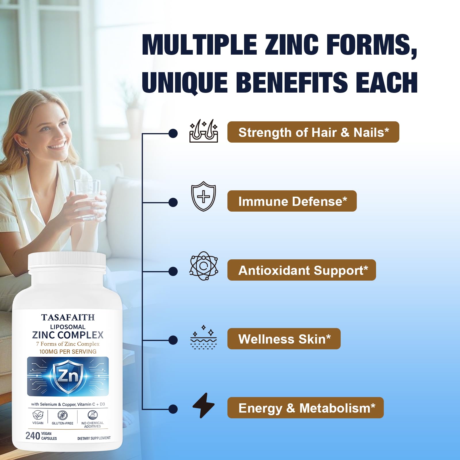 7-Form Zinc Supplement 100mg, Highly Absorbable, 240 Capsules — Amazon image 5