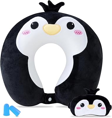 Sponsored Ad - Cirorld Kids Travel Pillow Cute Neck Pillow for Traveling Memory Foam Airplane Pillow with Sleep Mask Anima...