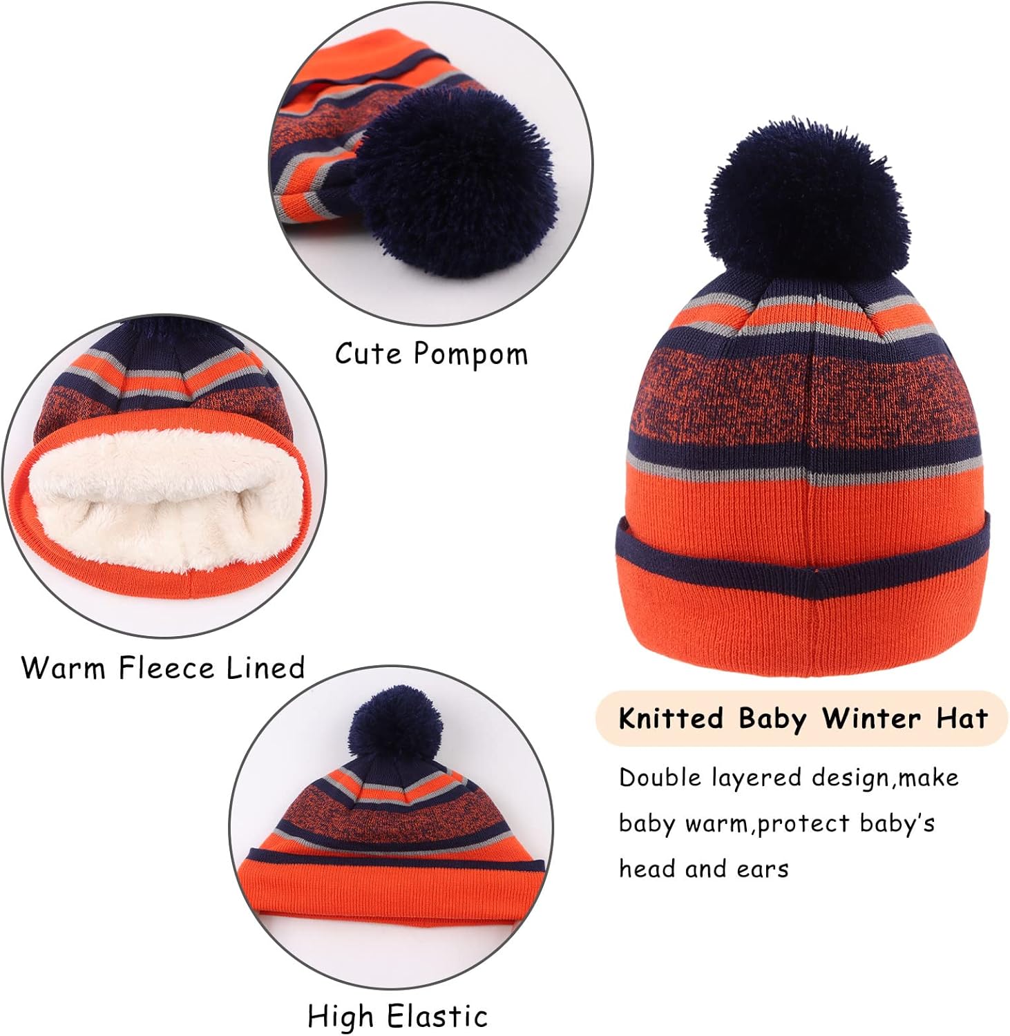 Winter Kids Hat Scarf Glove Set Knit Fleece Lined Beanie Neck Warmer Mittens for Toddler Boys Girls 3-8 Years - Image 3