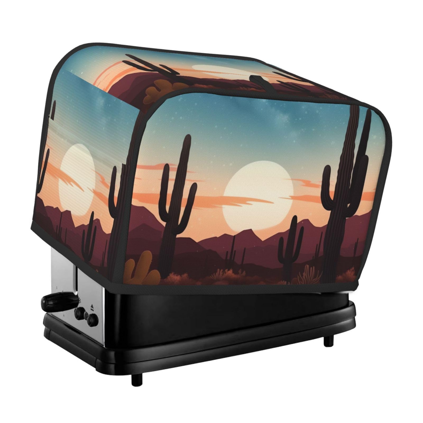 Fodpand Black Toaster Covers 2 Slice Desert With Cactus Bread Machine Cover Quilted Toaster Dustproof Cover Washable Appliance Cover Bread Maker Protective For Kitchen Small Appliance