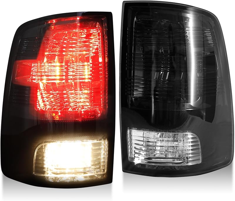 Par de lanternas traseiras fumê MAYELLO com lâmpadas para Dodge Ram e Ram 1500 Classic – 2 unidades