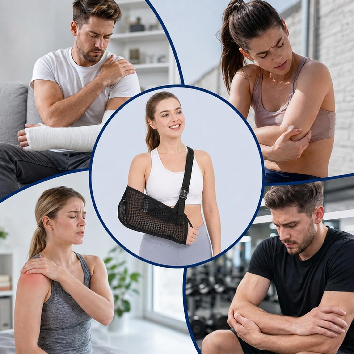 Mesh Arm Shoulder Sling Breathable Shoulder Immobilizer for Shoulder Injury, Adjustable Arm Brace Right Left Arm Stabilizes Elbow Arm Wrist Injury Elbow Wrist Support for Men Women
