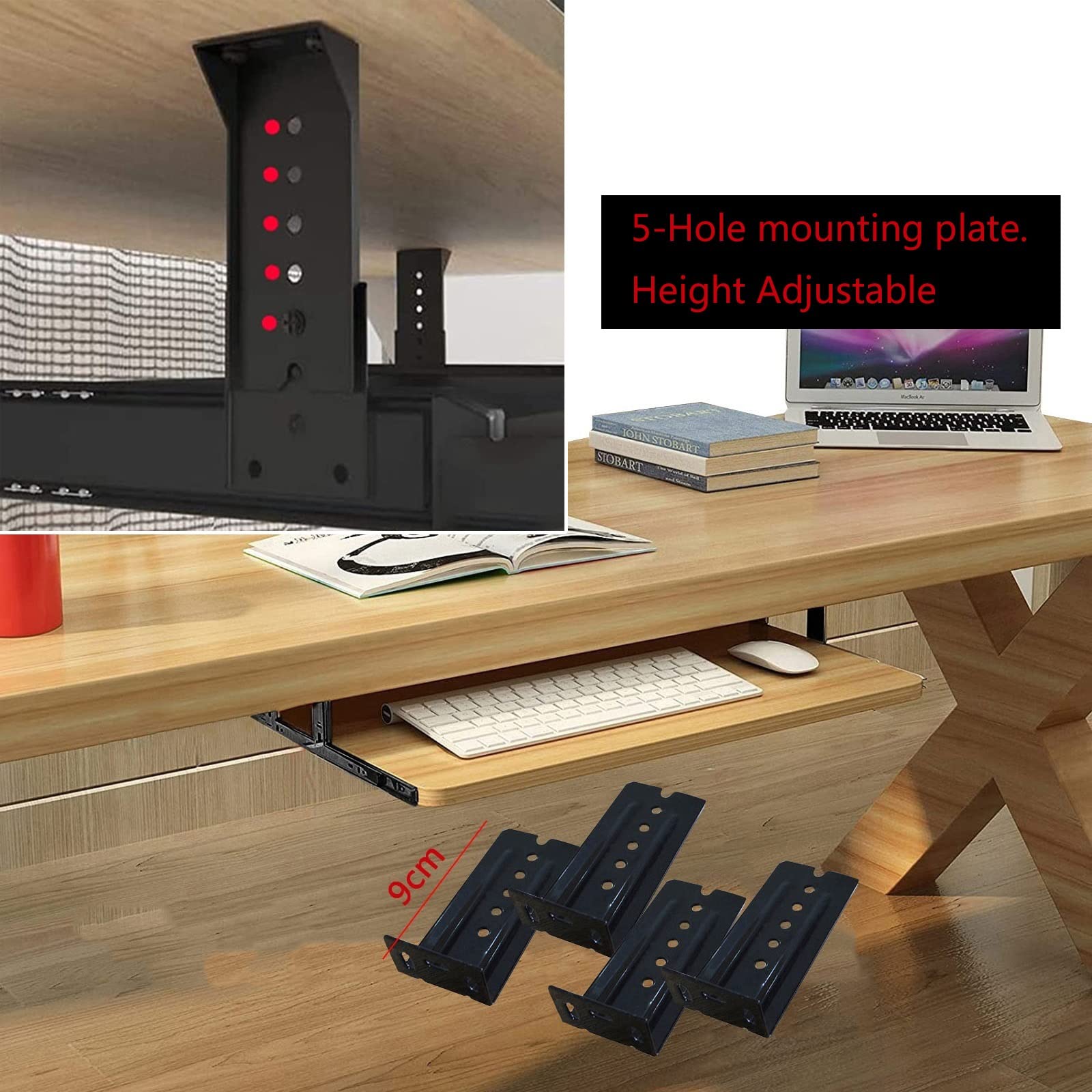 Bandeja ajustable para teclado debajo del escritorio, estante deslizante para teclado de 36 cm, color blanco, 54 cm de largo x 27 cm de ancho, diseño para ahorrar espacio y comodidad, perfecto para la