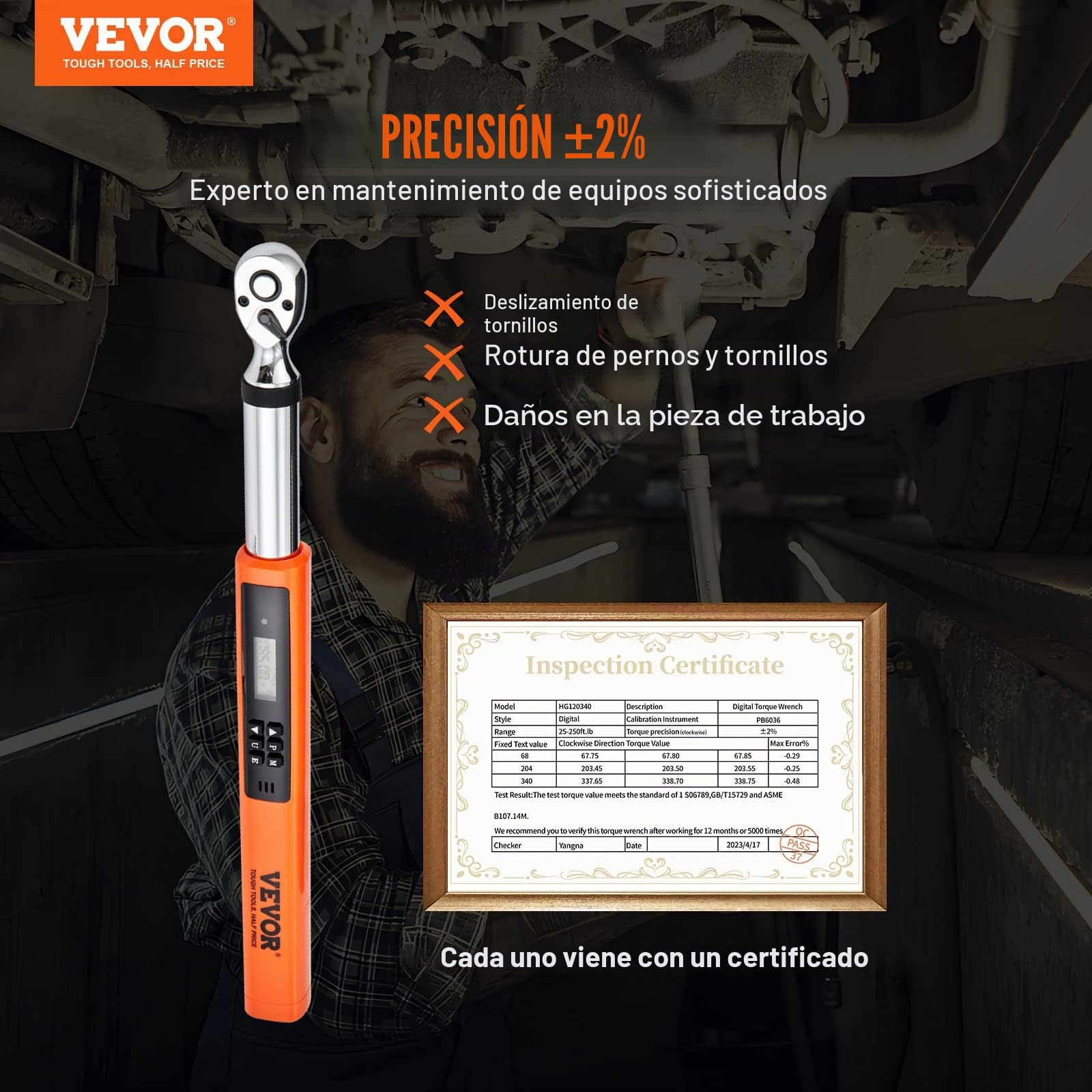 VEVOR Llave dinamométrica digital, llave dinamométrica electrónica de accionamiento de 3/8 pulgadas, kit de llave dinamométrica de 1.1-11.3 m.lb/5-50 n.m, rango de torsión preciso a ± 2%, juego de